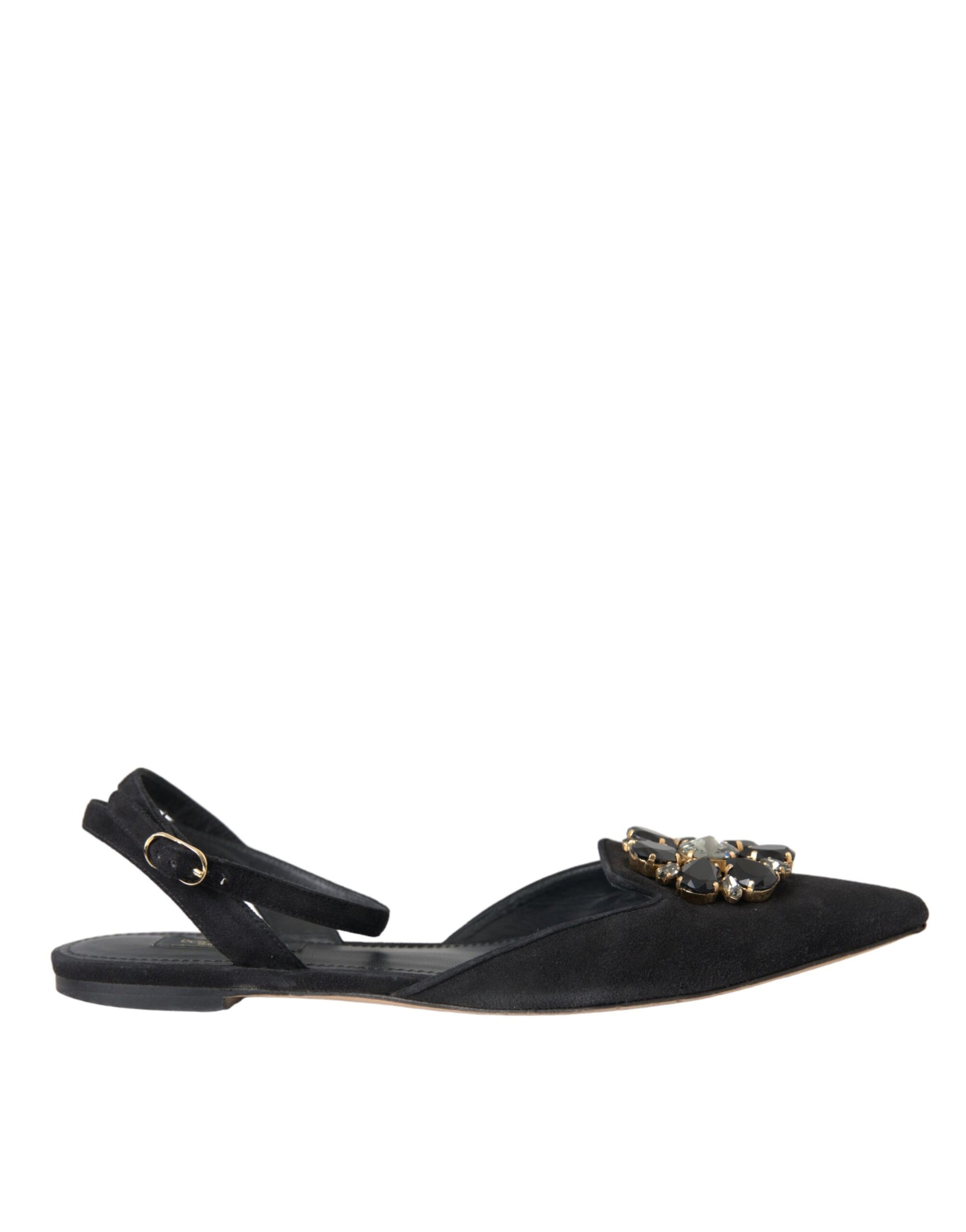 Schwarze Ledersandalen mit Kristallen