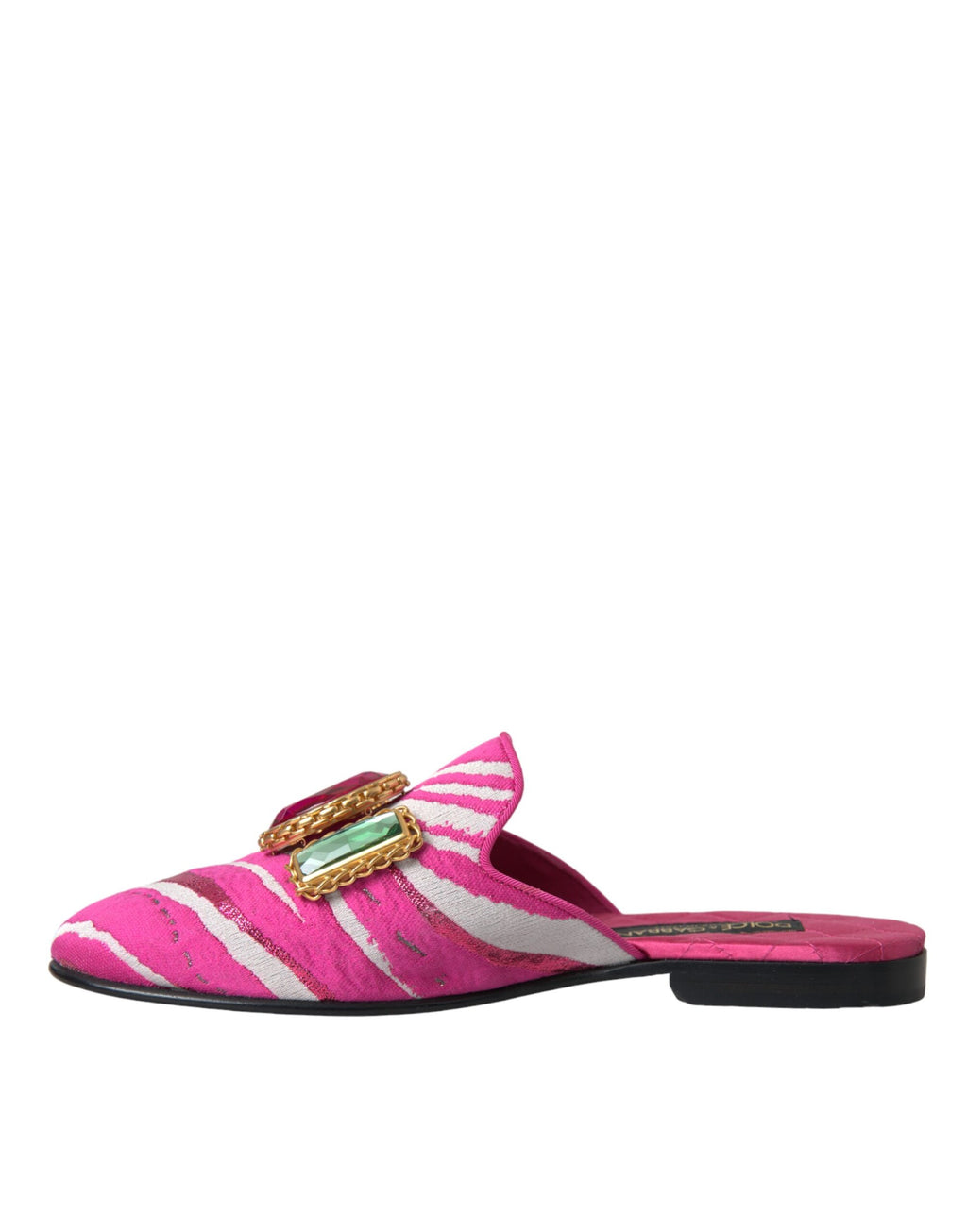 Rosa Jacquard Kristall Mule Flache Sandalen Schuhe
