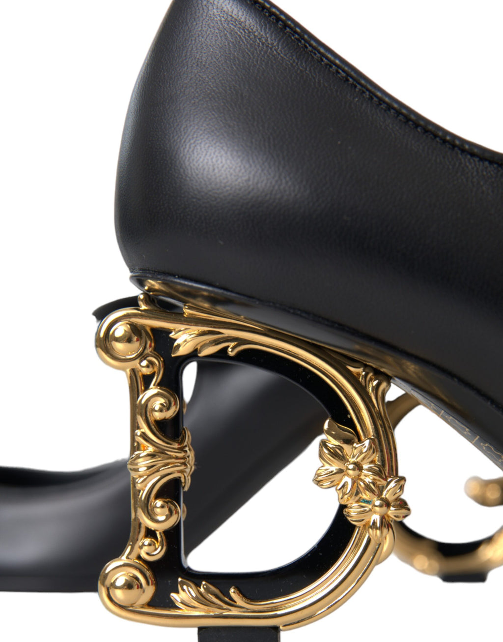 Schwarze Mary Janes Pumps aus Leder mit Logo
