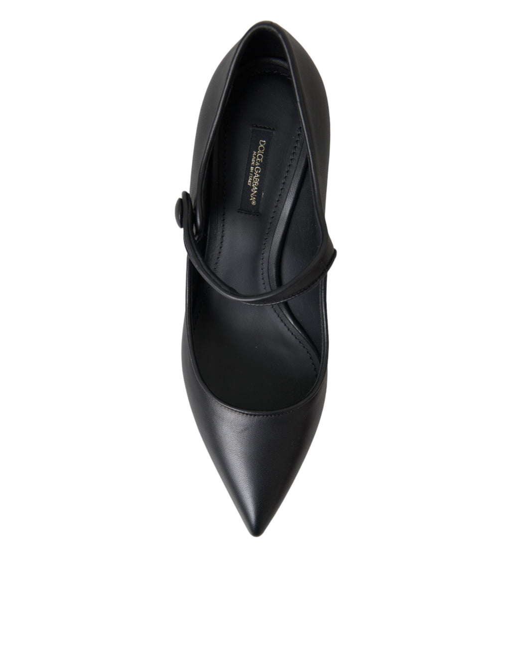 Schwarze Mary Janes Pumps aus Leder mit Logo