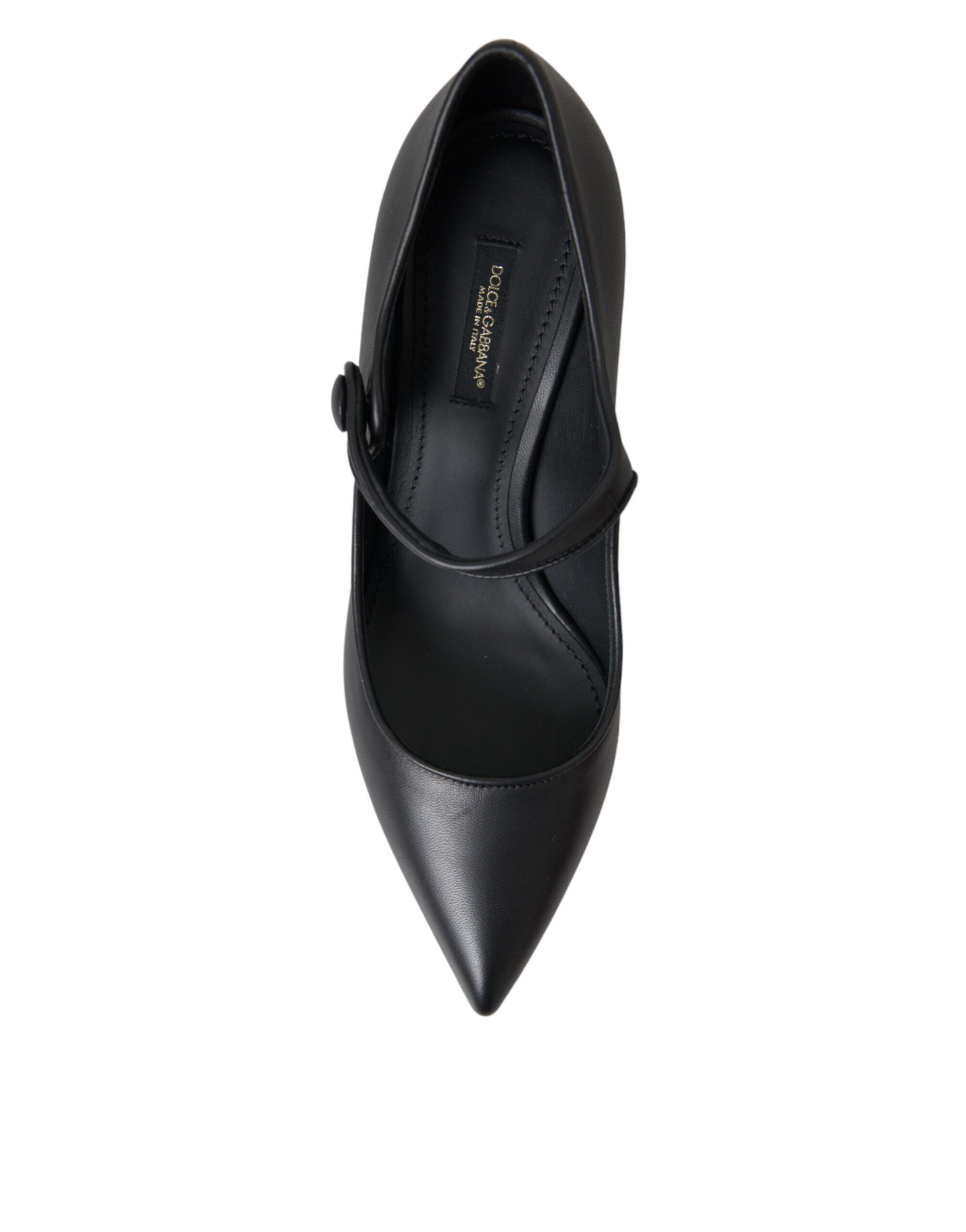 Schwarze Mary Janes Pumps aus Leder mit Logo