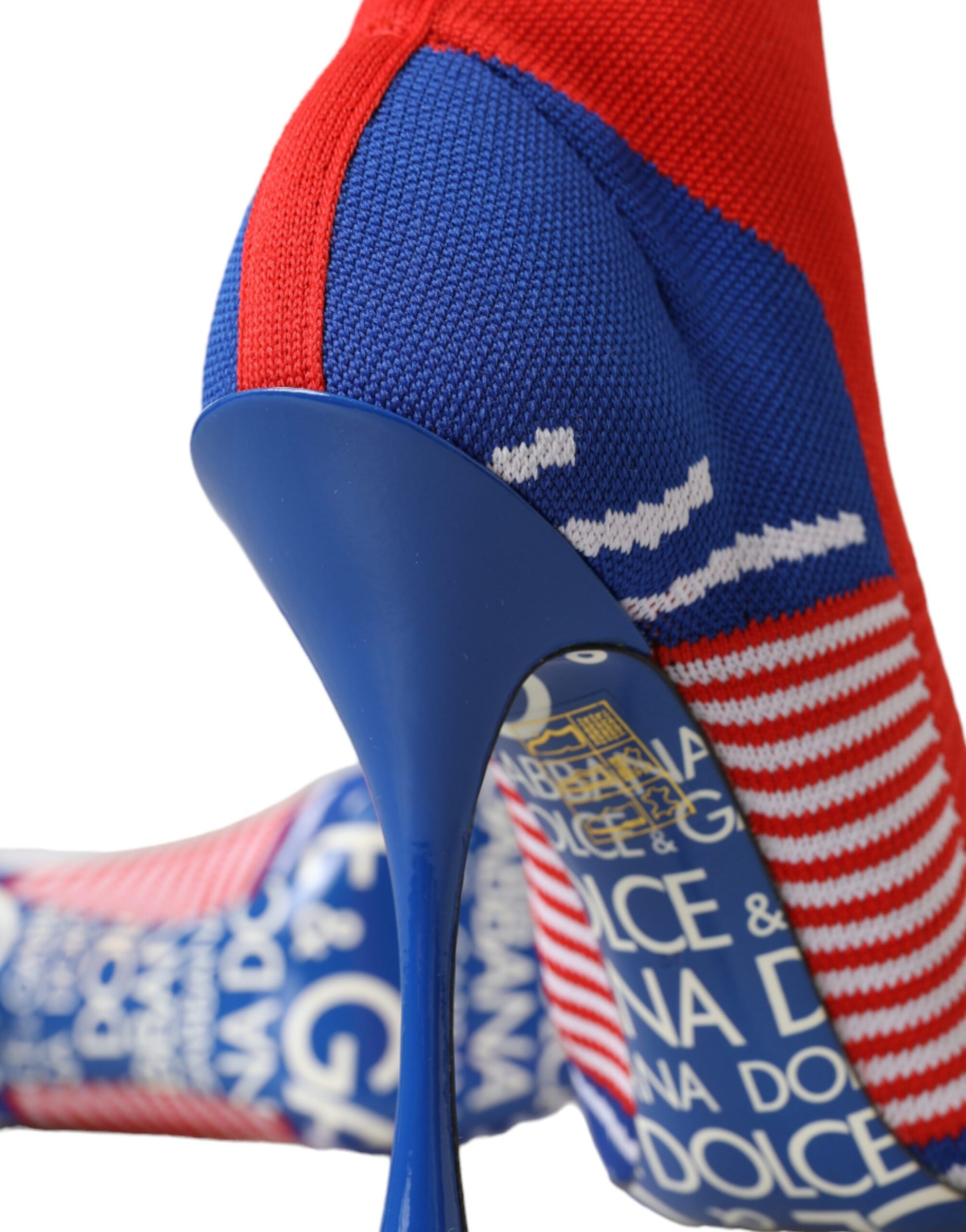 Rot-Blaue Stretch-Stiefeletten im Sockenstil mit Logo