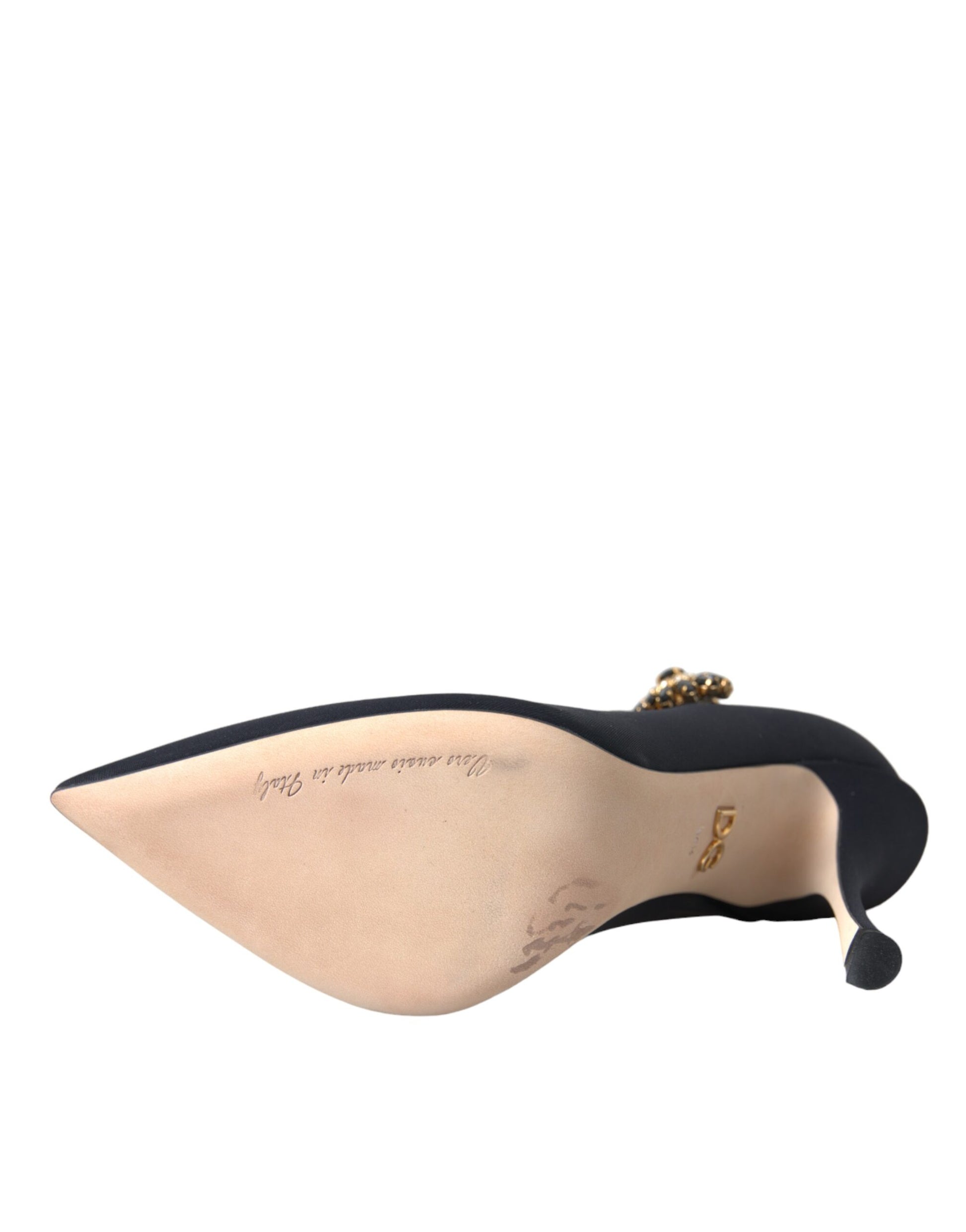 Schwarze Mary Jane Jersey-Pumps mit Kristallen