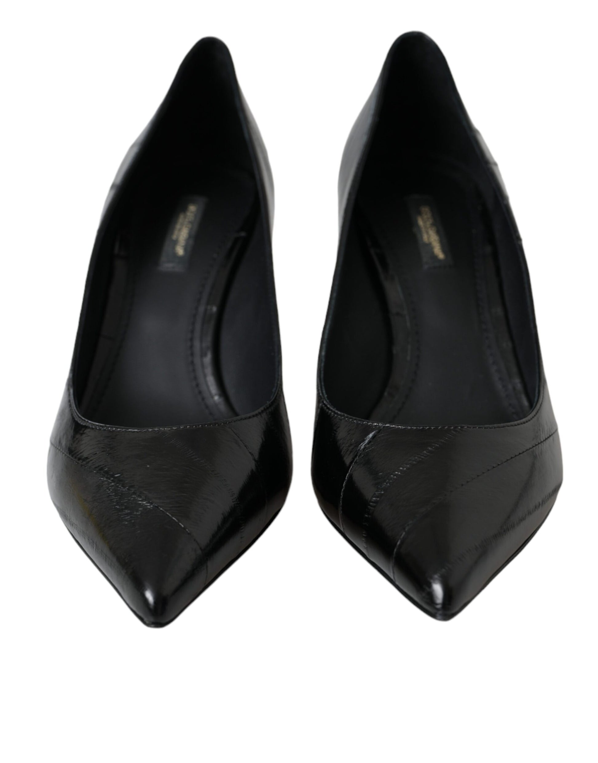 Schwarze Aalleder Kitten Heels Pumps Schuhe