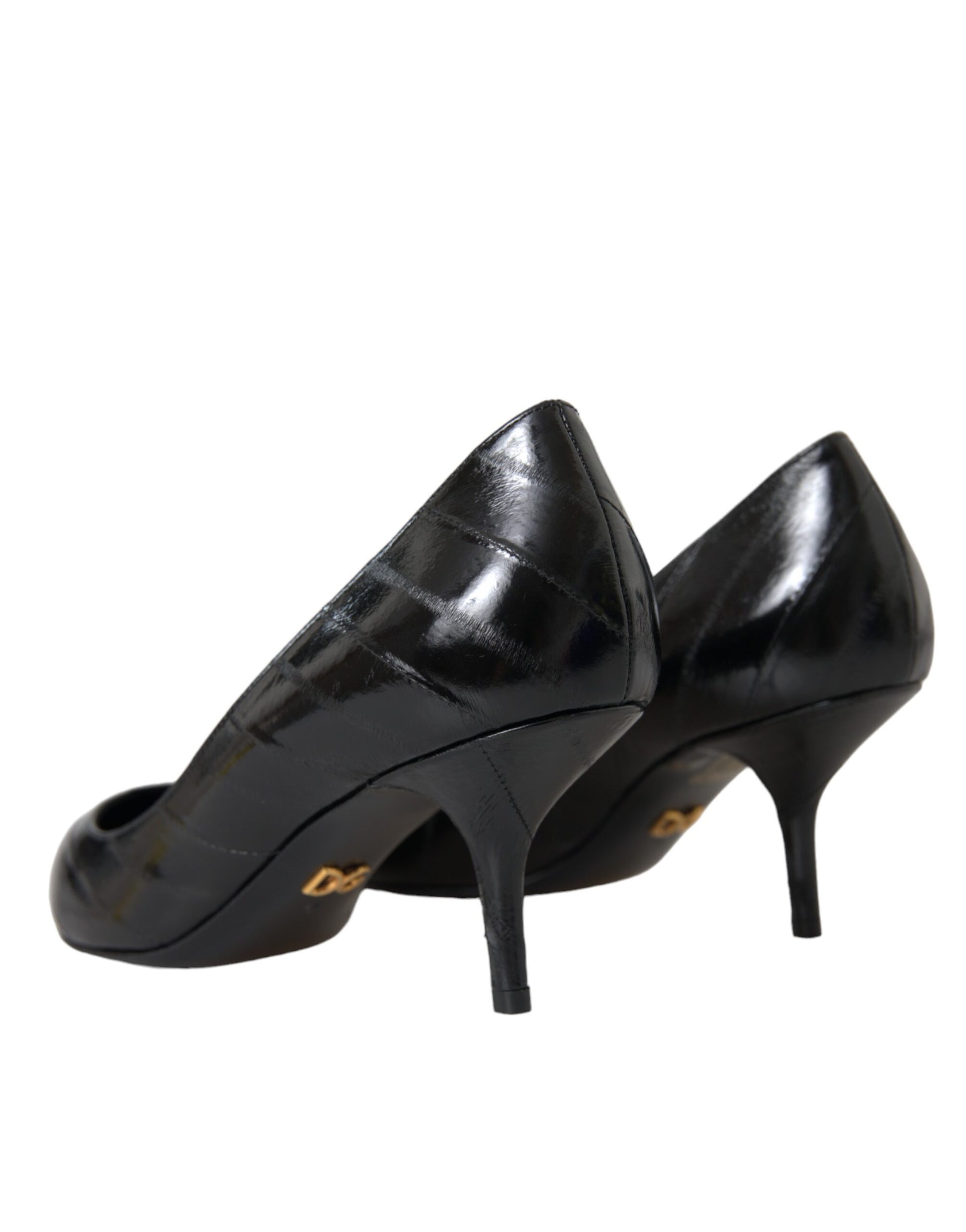 Schwarze Aalleder Kitten Heels Pumps Schuhe