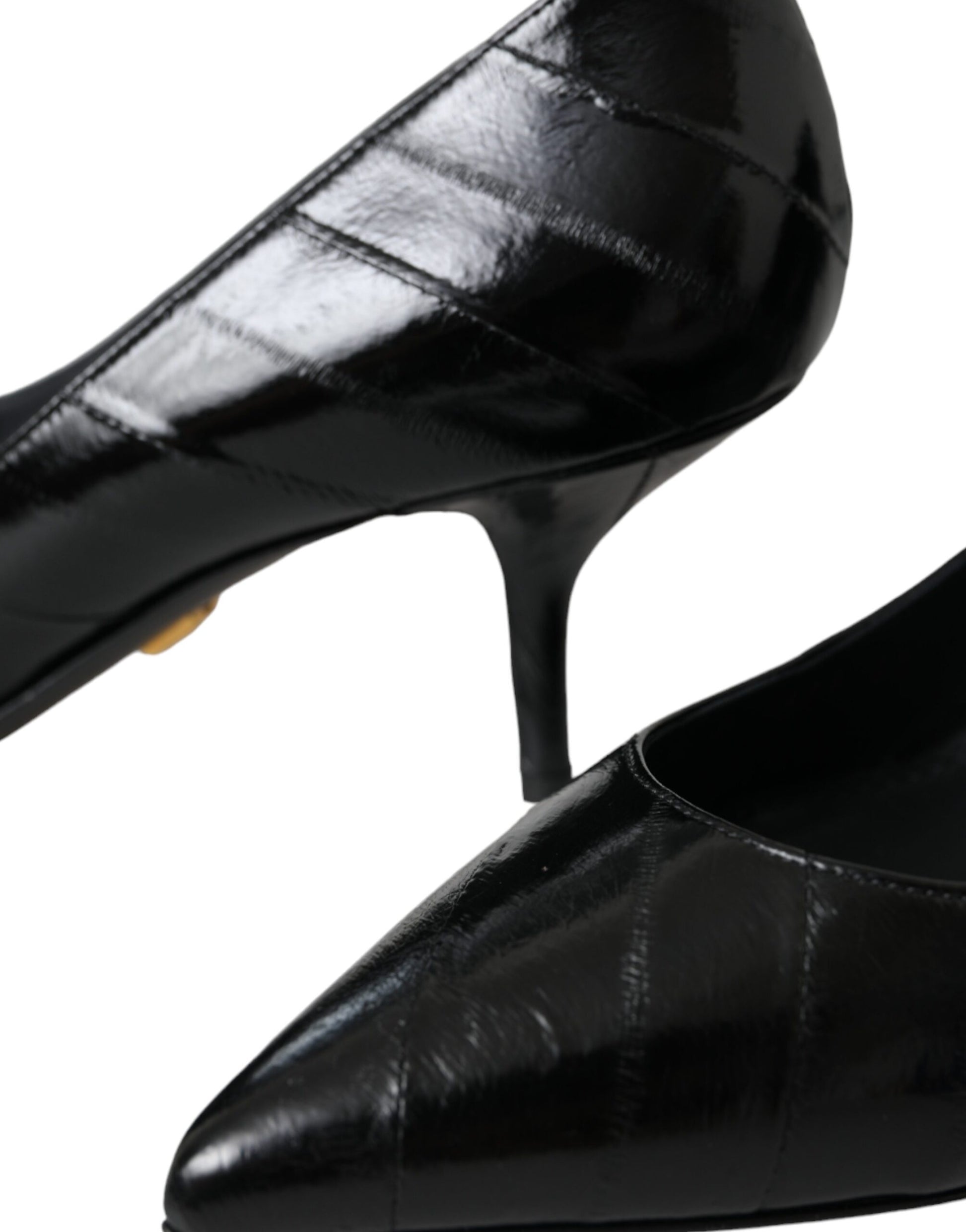Schwarze Aalleder Kitten Heels Pumps Schuhe