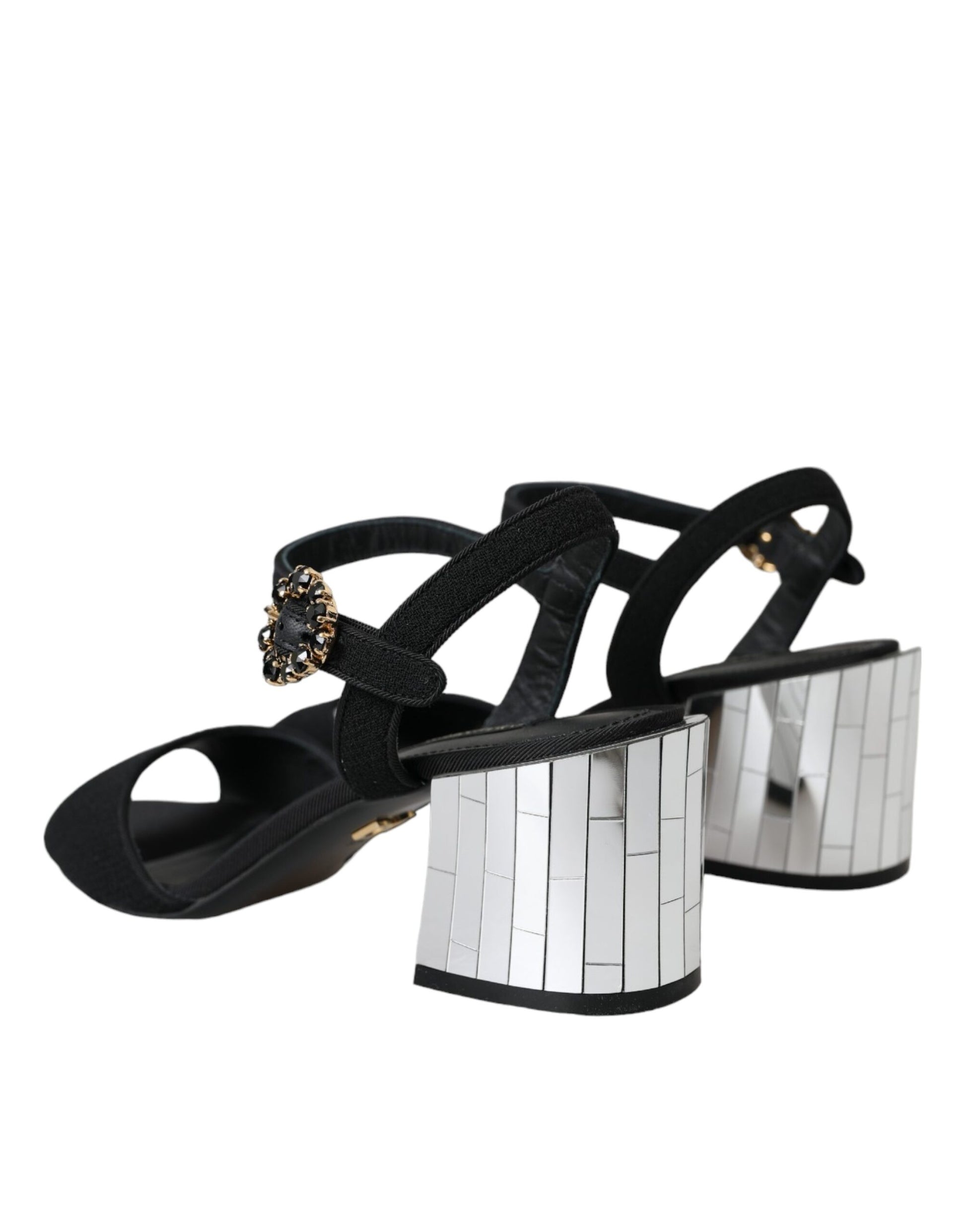 Schwarze Keira-Sandalen mit Knöchelriemen und Kristallen