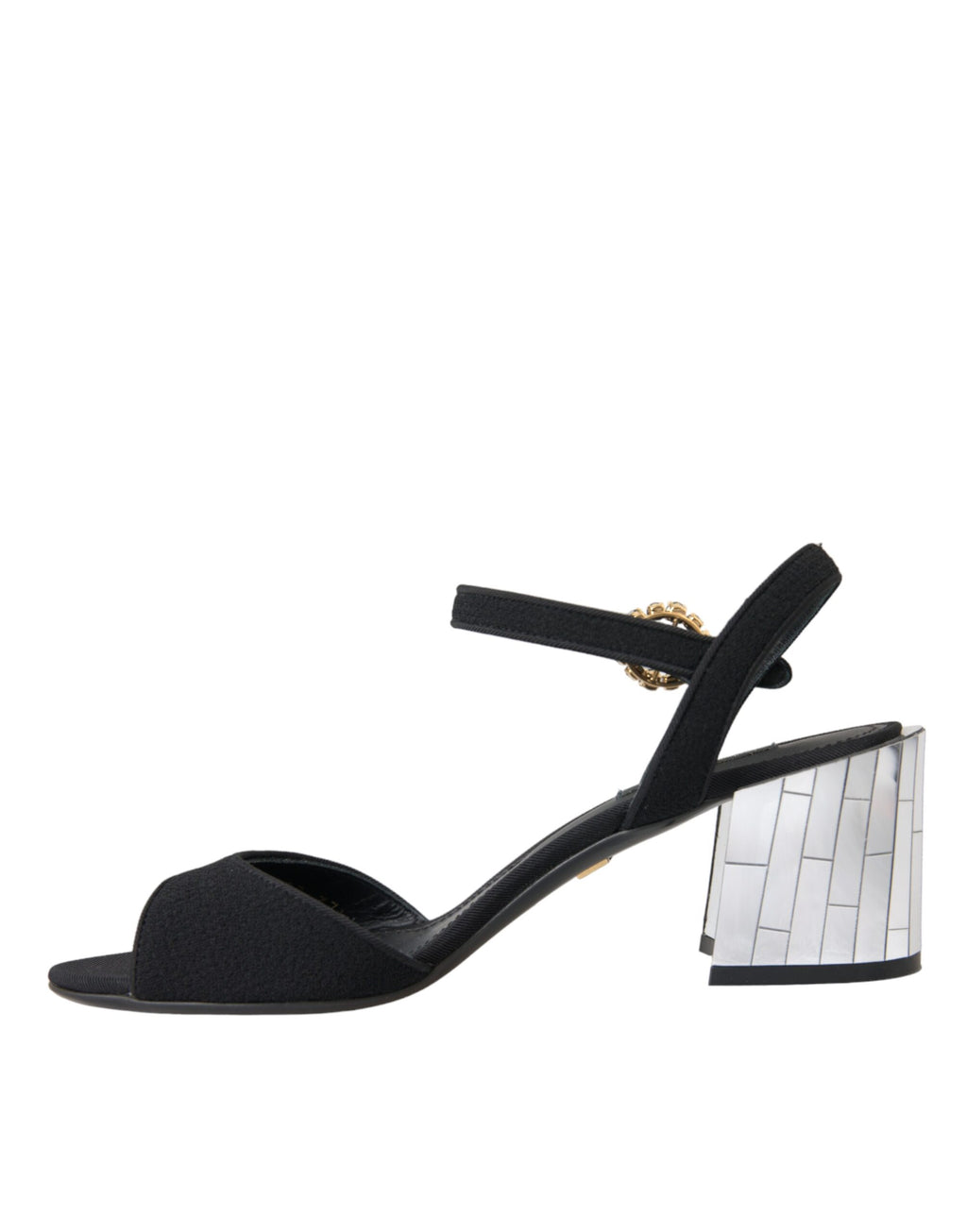 Schwarze Keira-Sandalen mit Knöchelriemen und Kristallen