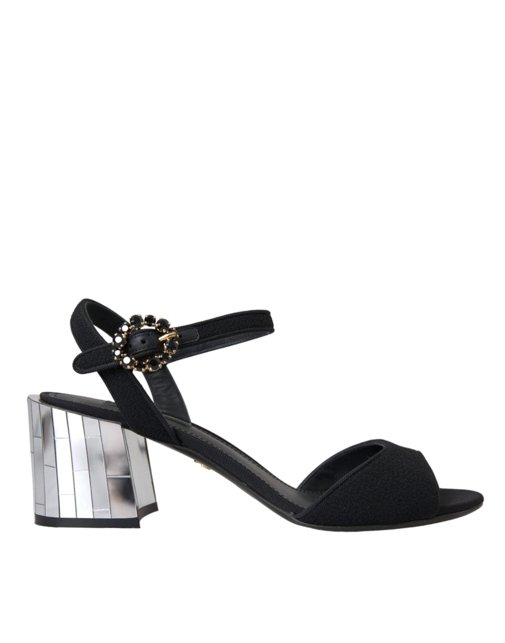 Schwarze Keira-Sandalen mit Knöchelriemen und Kristallen