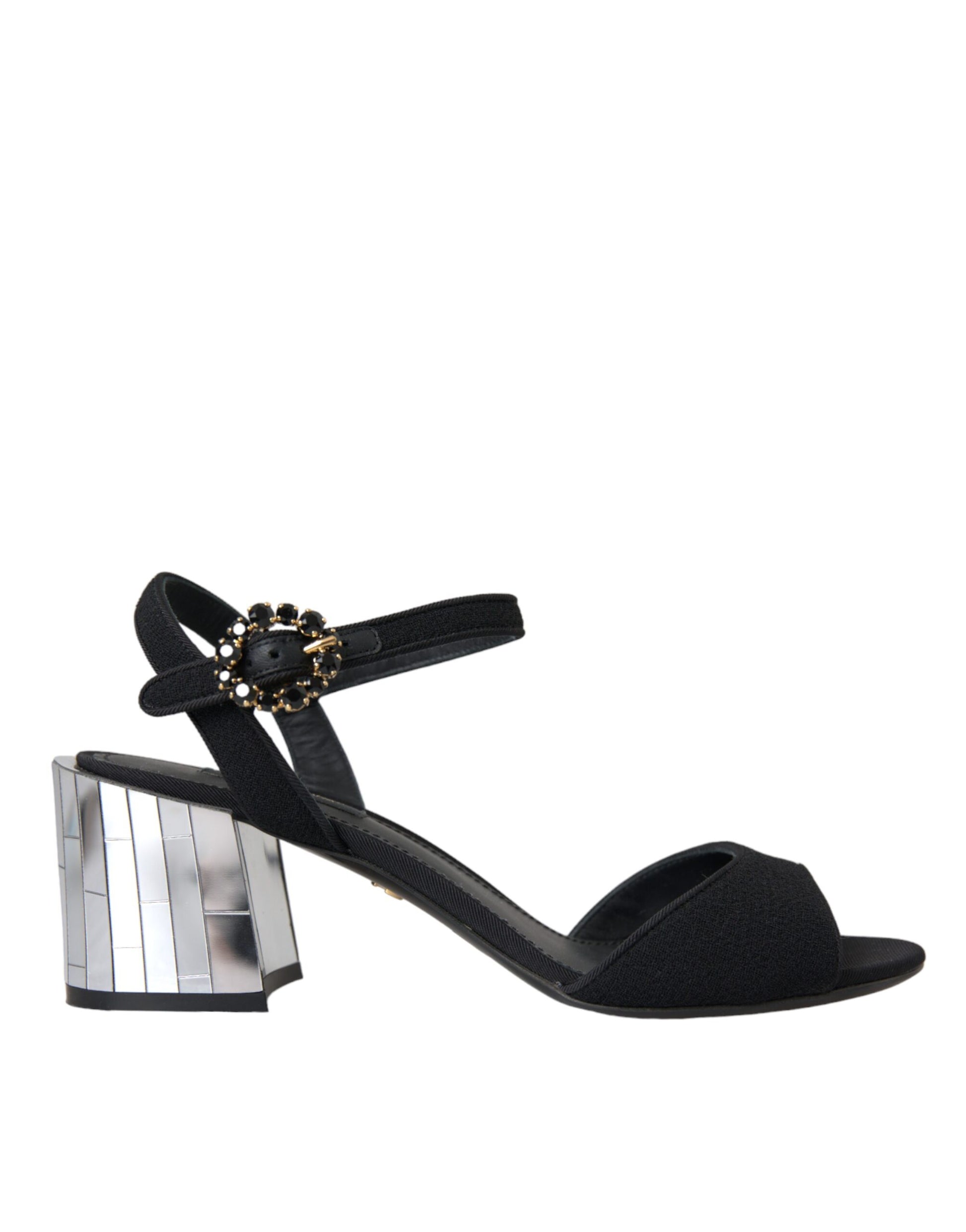Schwarze Keira-Sandalen mit Knöchelriemen und Kristallen