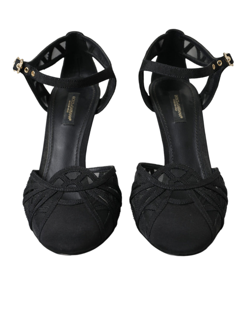 Schwarze Mesh Knöchelriemen Heels Sandalen Schuhe