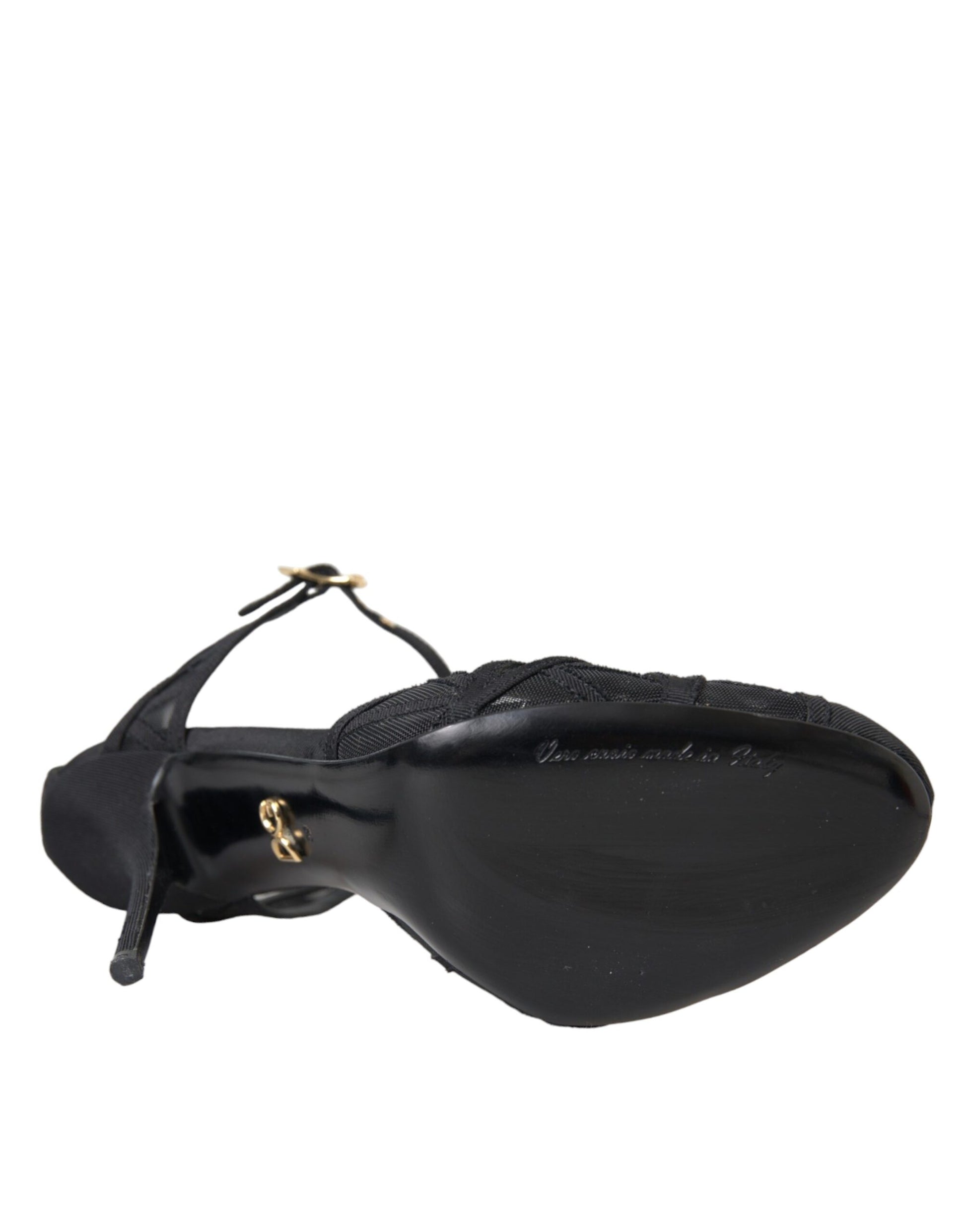 Schwarze Mesh Knöchelriemen Heels Sandalen Schuhe