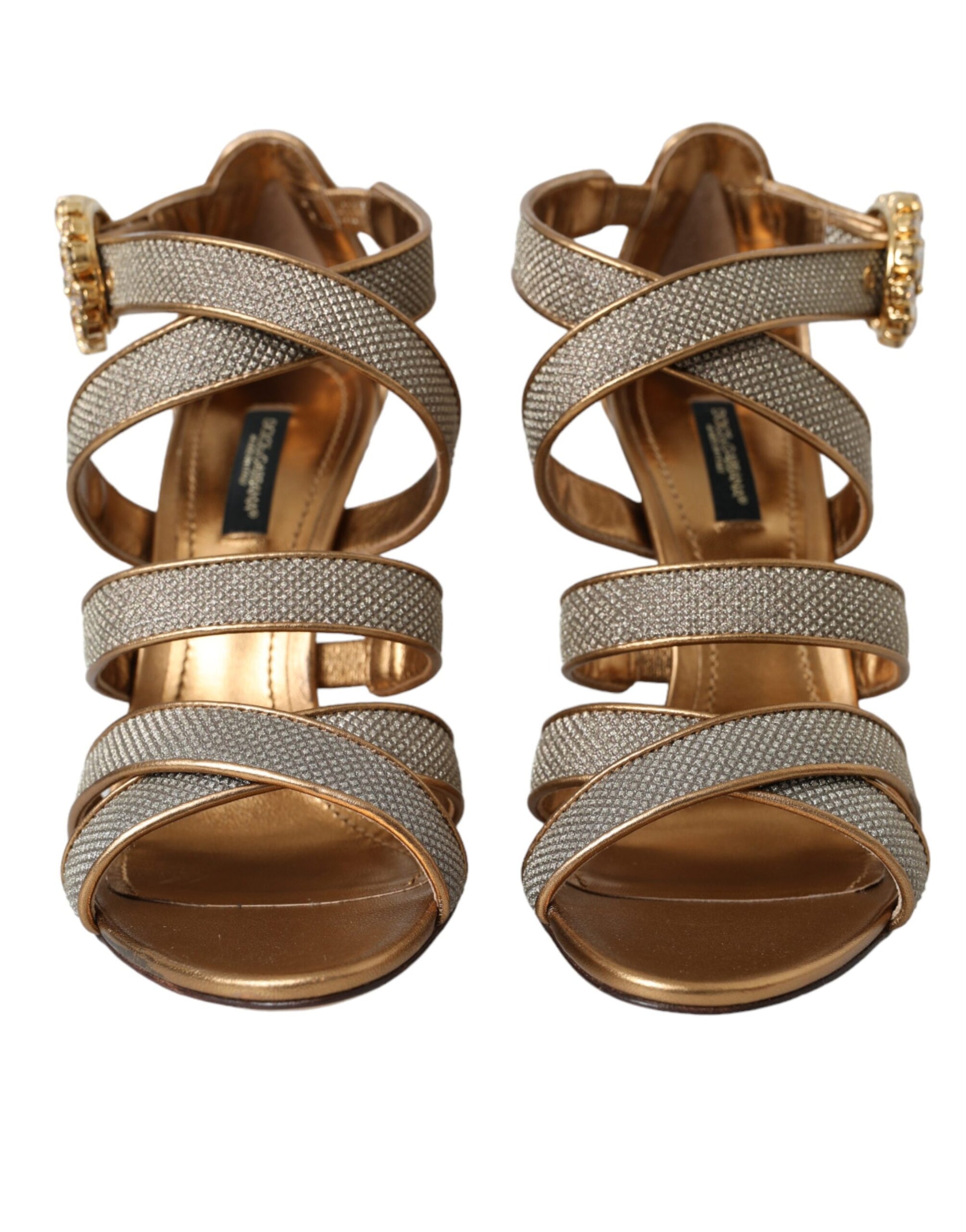 Bronze Kristall Strap Heels Sandalen Schuhe