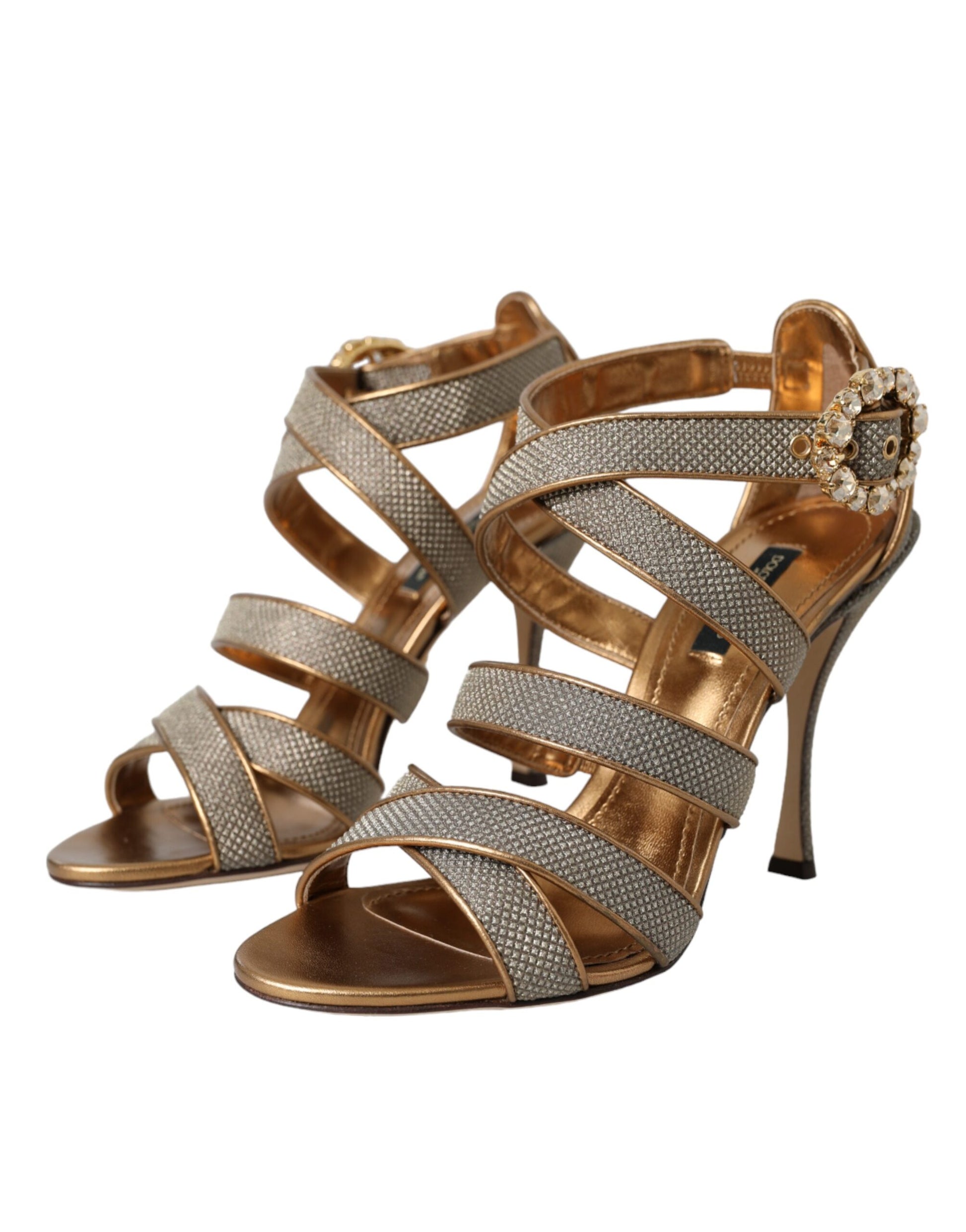 Bronze Kristall Strap Heels Sandalen Schuhe