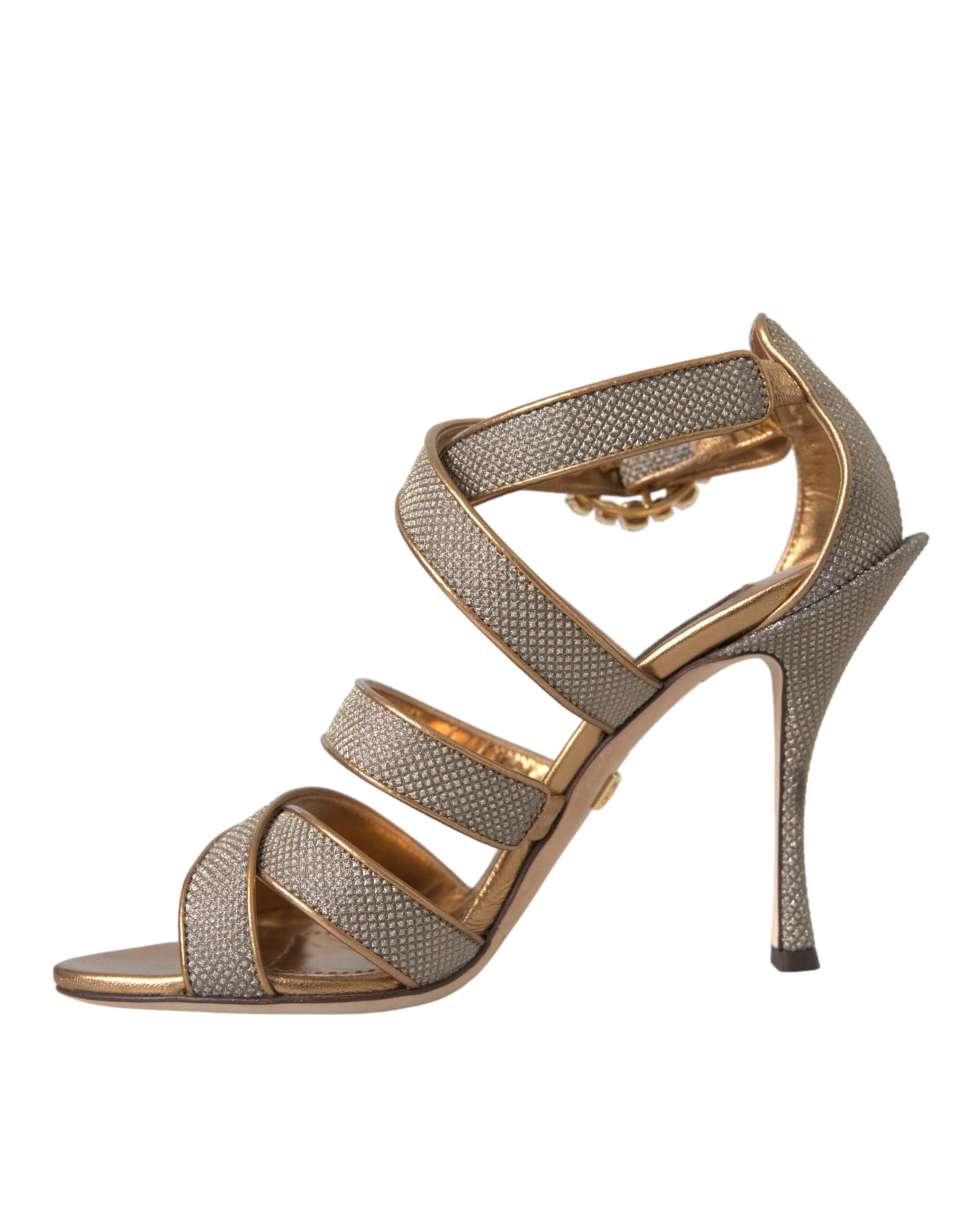 Bronze Kristall Strap Heels Sandalen Schuhe