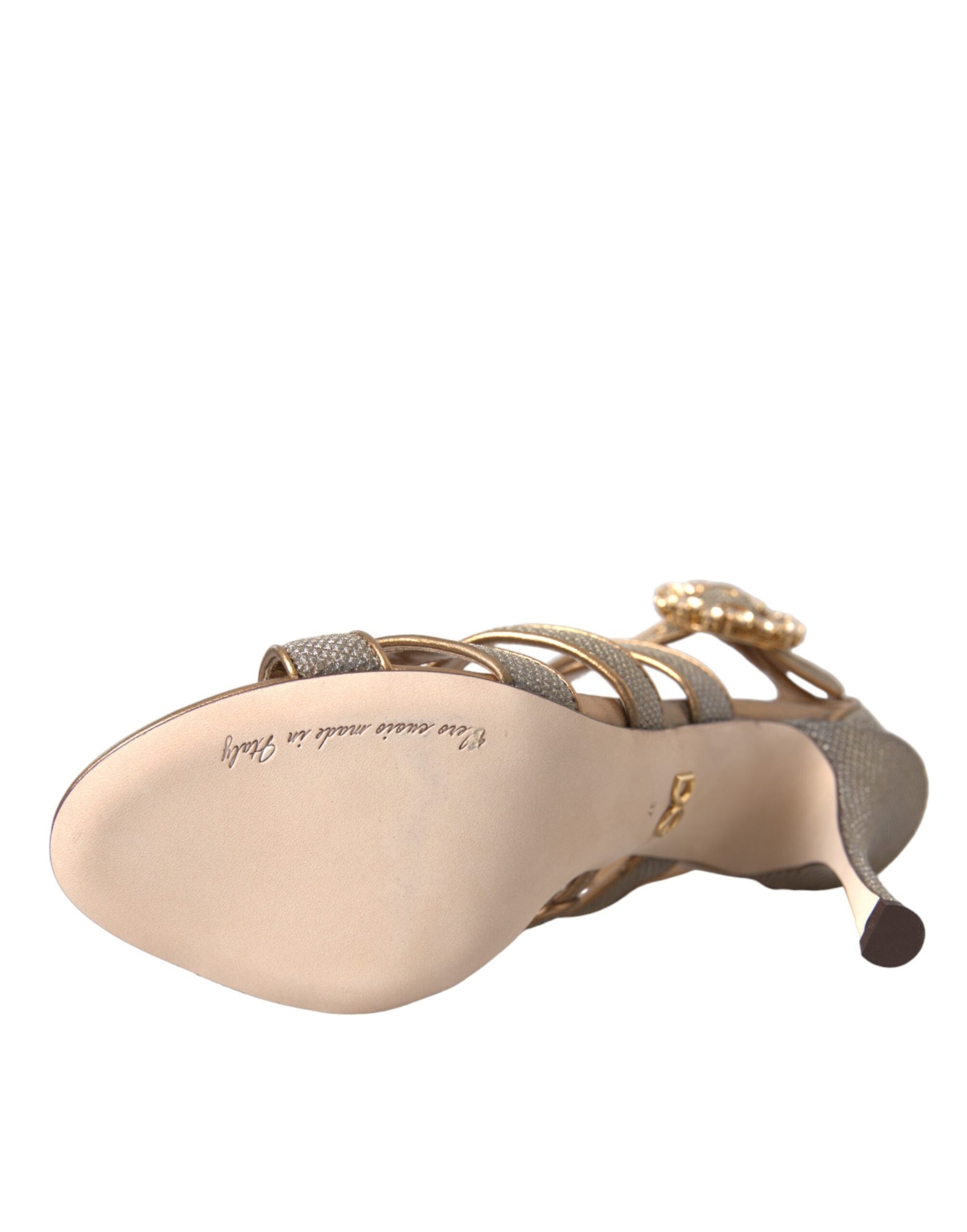 Bronze Kristall Strap Heels Sandalen Schuhe