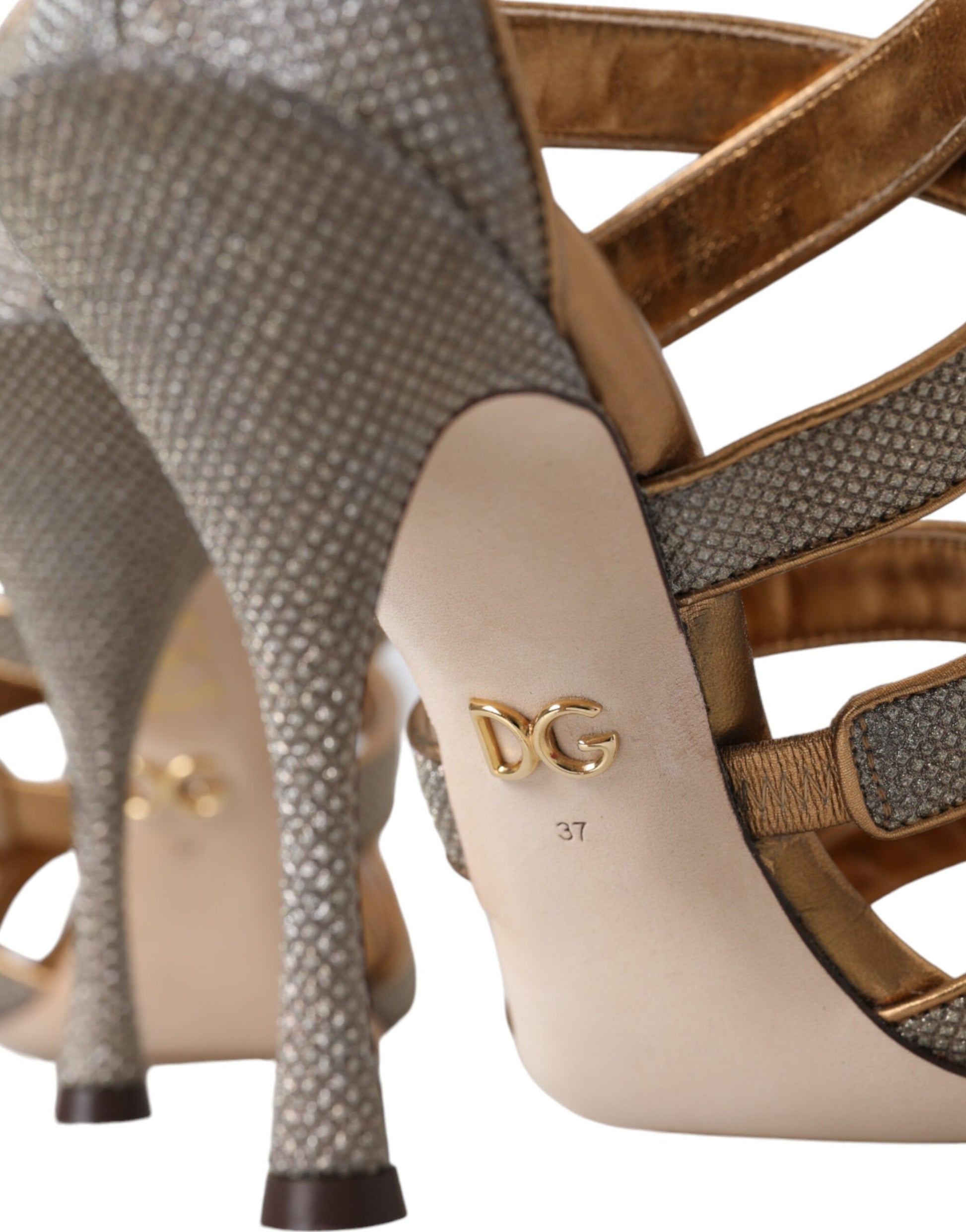 Bronze Kristall Strap Heels Sandalen Schuhe