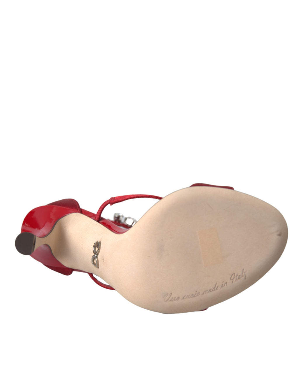 Rote Keira Satin Kristalle Sandalen Heels Schuhe