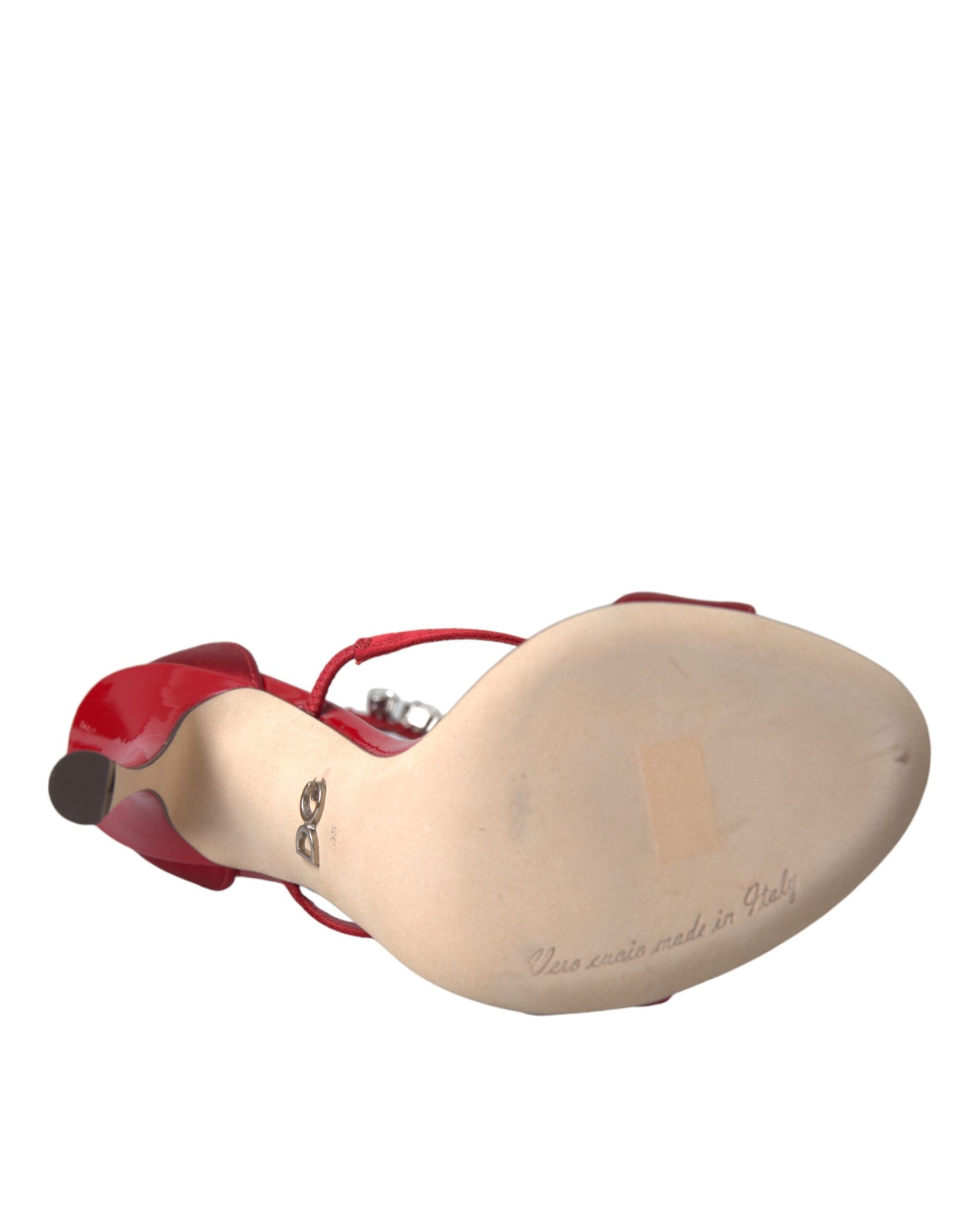 Rote Keira Satin Kristalle Sandalen Heels Schuhe
