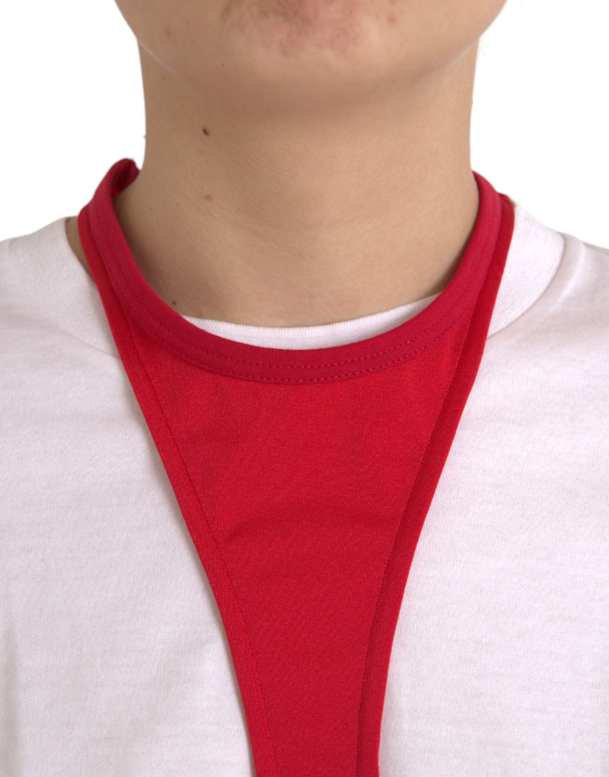 Rotes, figurbetontes Minikleid aus Nylon-Stretch