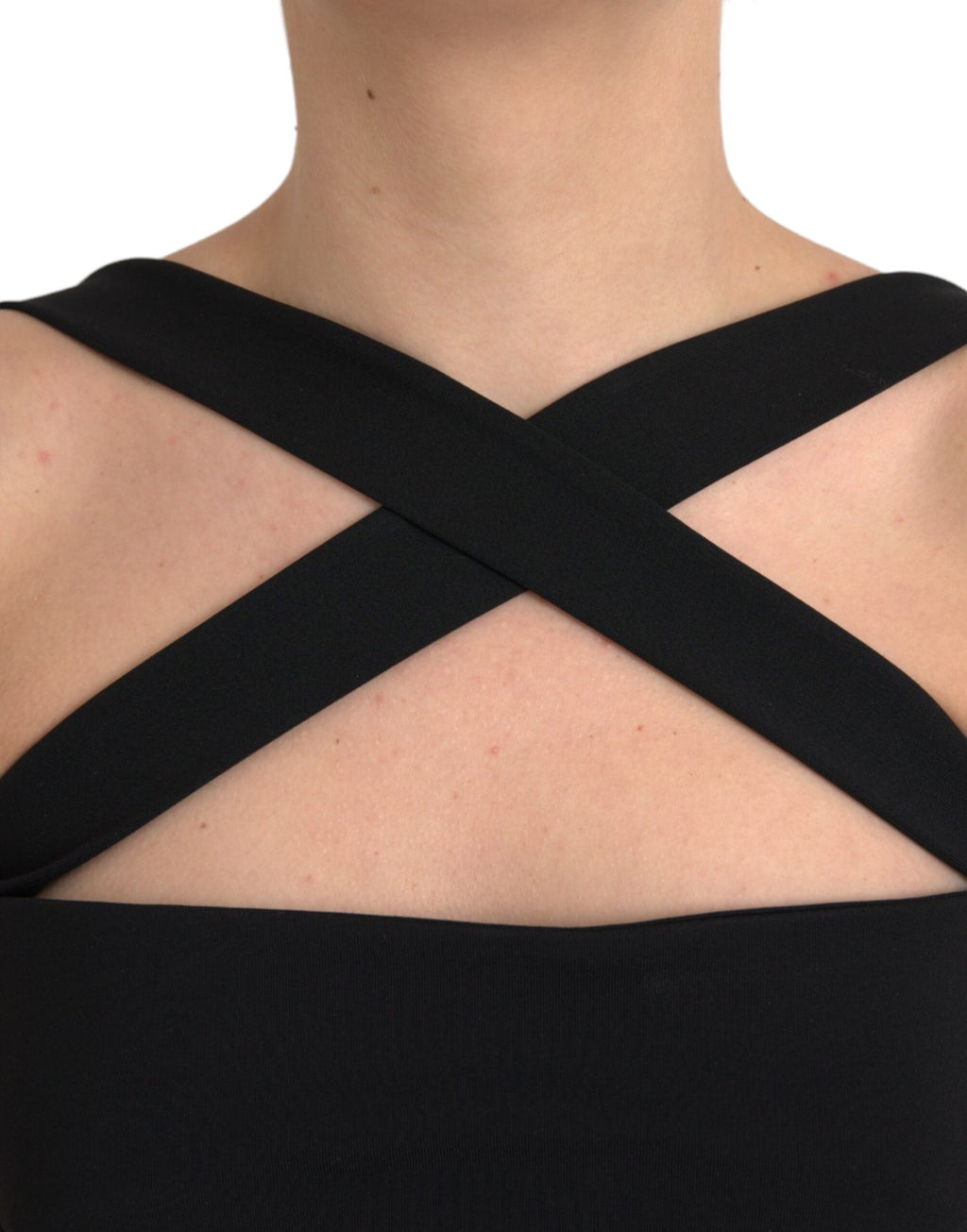 Schwarzes, ärmelloses Midikleid mit Neckholder