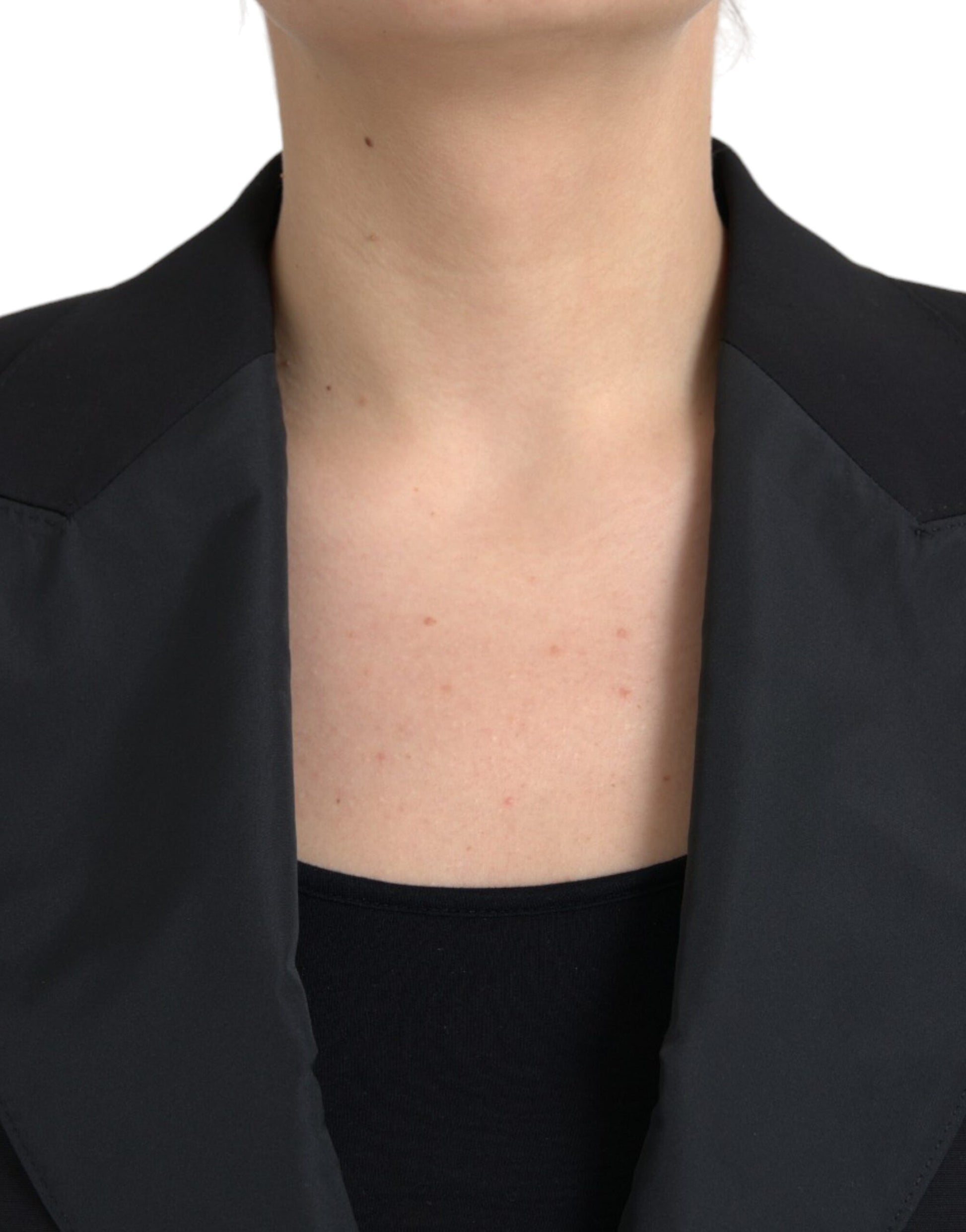 Schwarze, kurze Jacke aus Polyester mit Puffärmeln