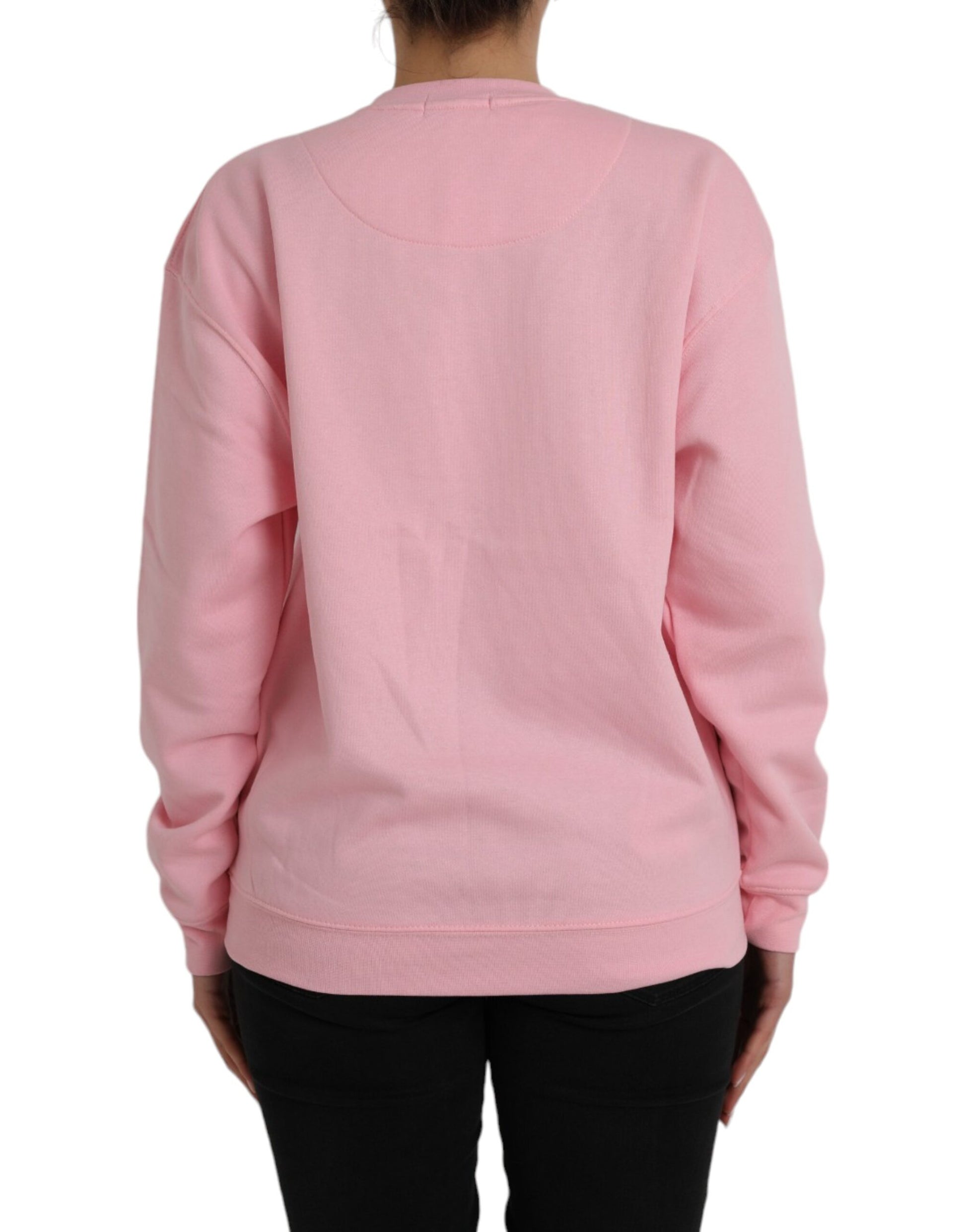 Rosafarbener Pullover mit langen Ärmeln aus Baumwolle mit Logo-Print