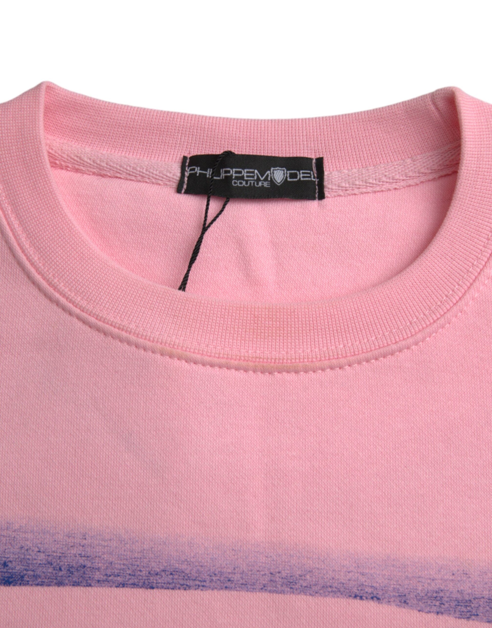 Rosafarbener Pullover mit langen Ärmeln aus Baumwolle mit Logo-Print