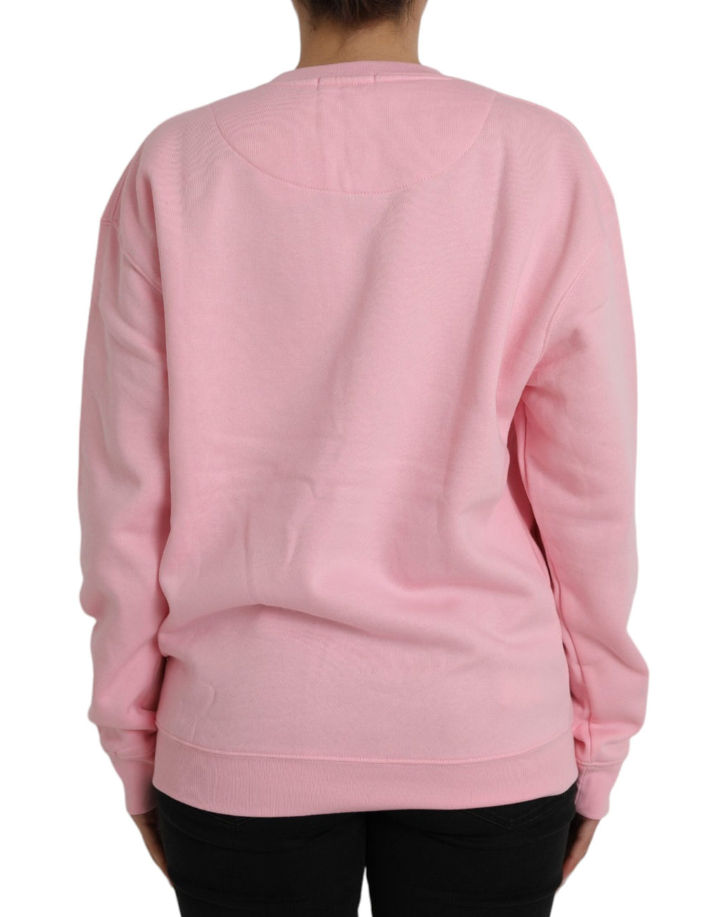 Rosafarbener Pullover mit langen Ärmeln aus Baumwolle mit Logo-Print