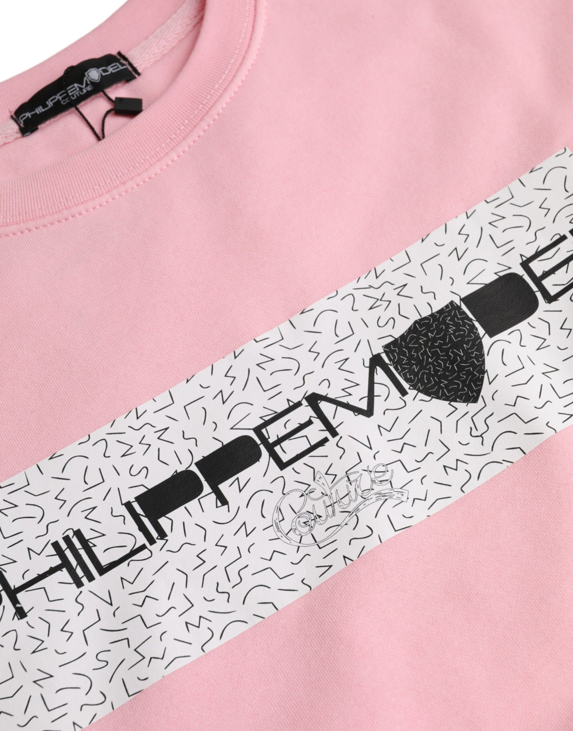 Rosafarbener Pullover mit langen Ärmeln aus Baumwolle mit Logo-Print