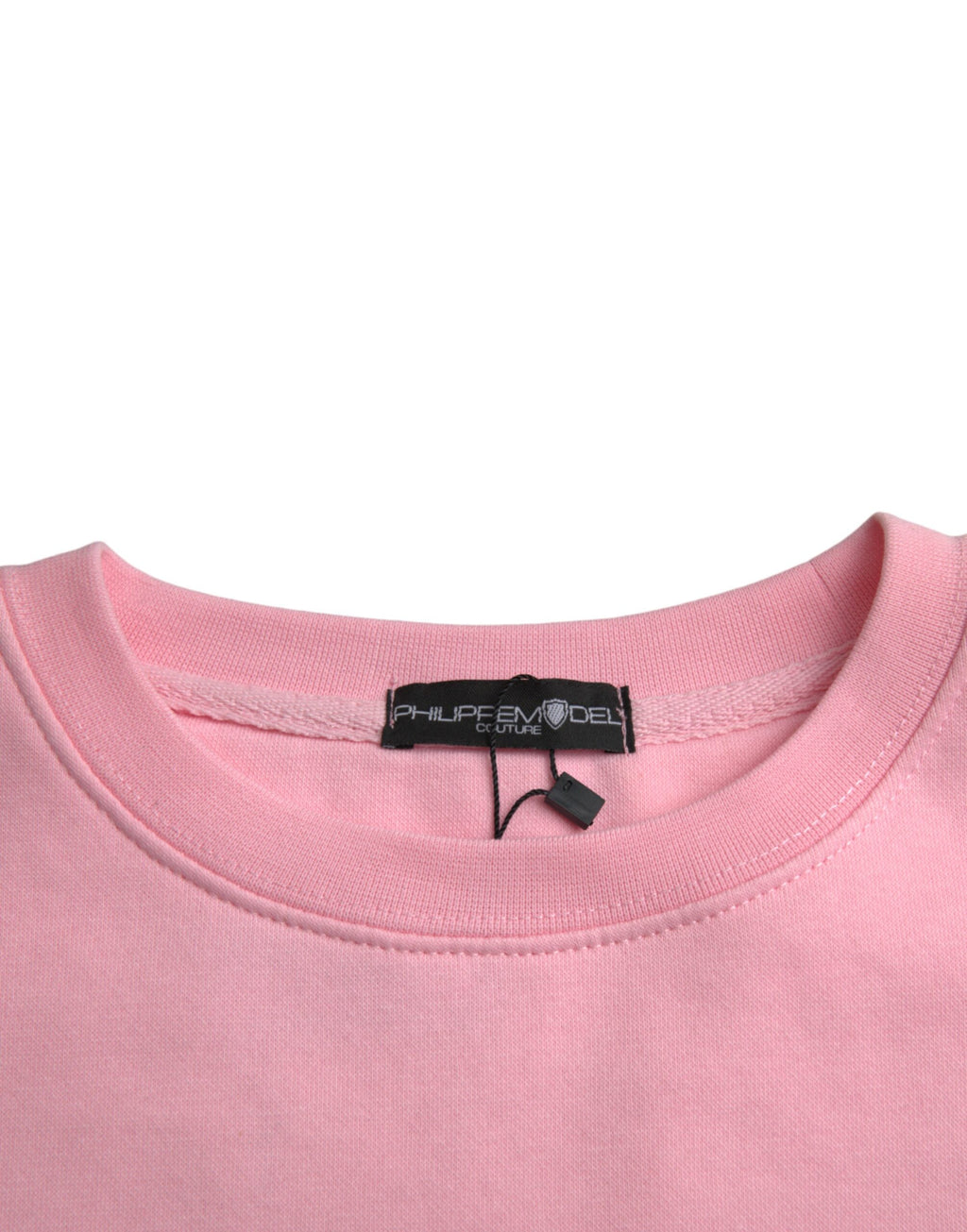 Rosafarbener Pullover mit langen Ärmeln und Logo aus Baumwolle