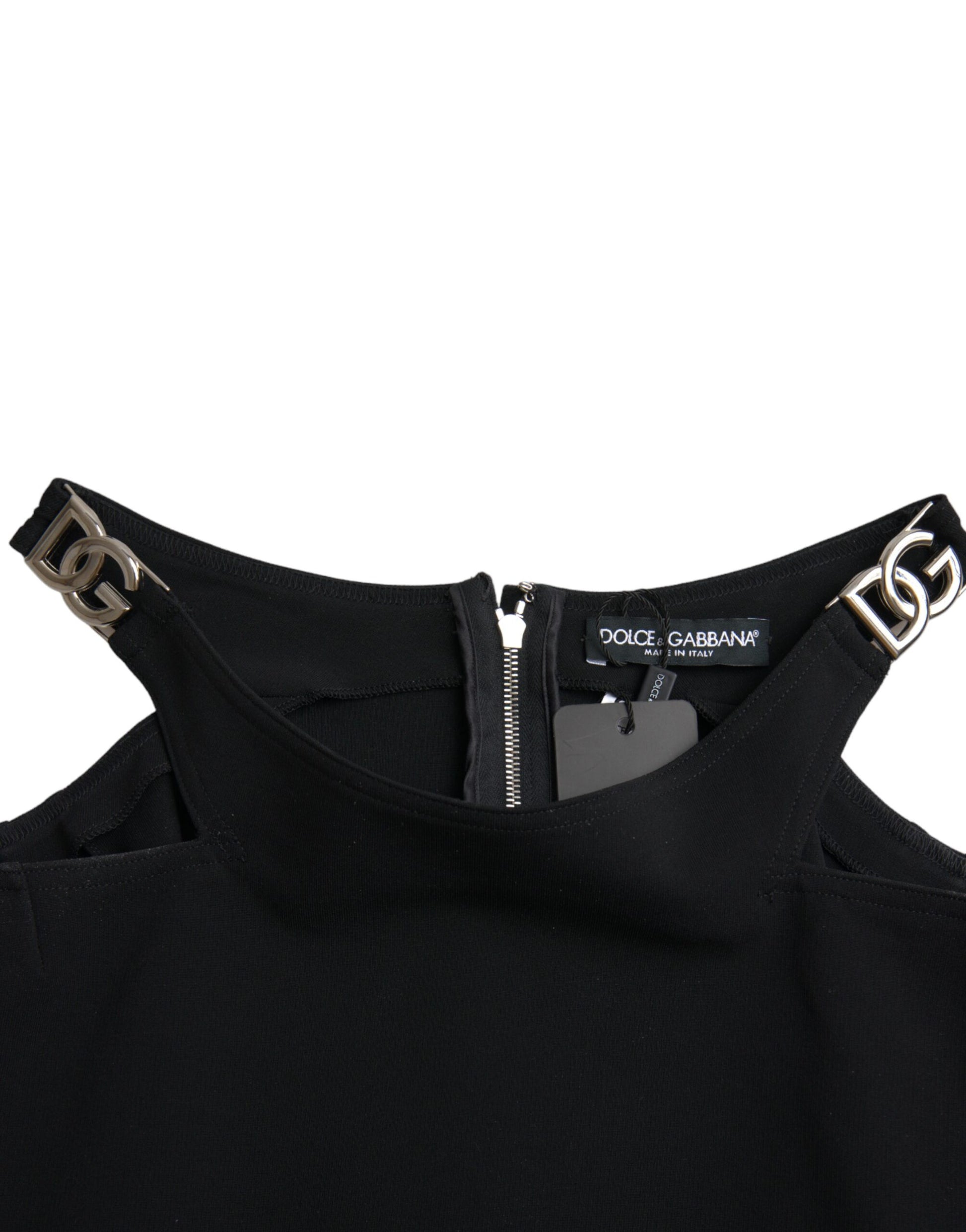 Schwarzes, ärmelloses, kurzes Tanktop mit Rundhalsausschnitt
