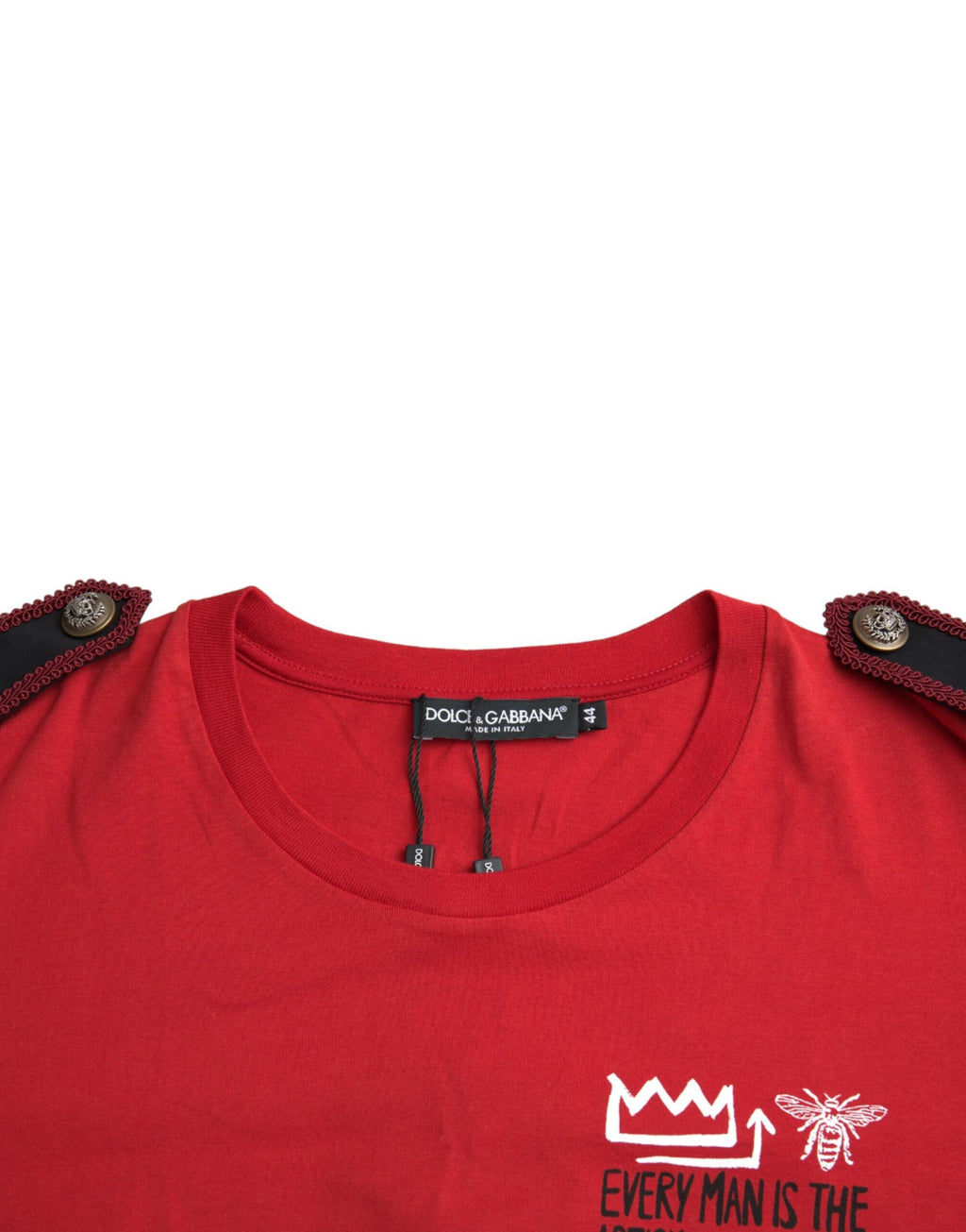 Rotes Baumwoll-T-Shirt mit Rundhalsausschnitt und grafischem Print