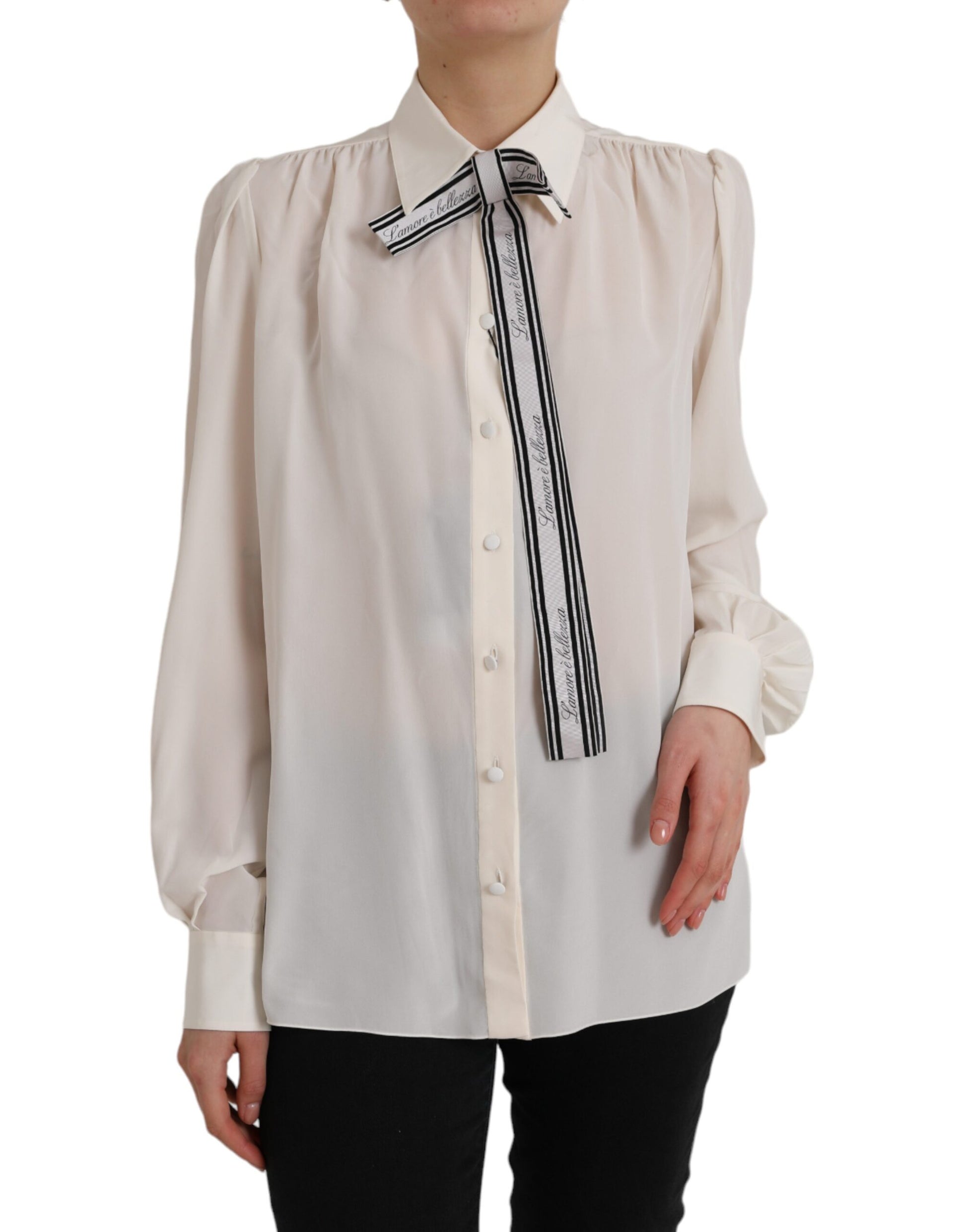 Off-White Langarm-Bluse mit Knopfleiste