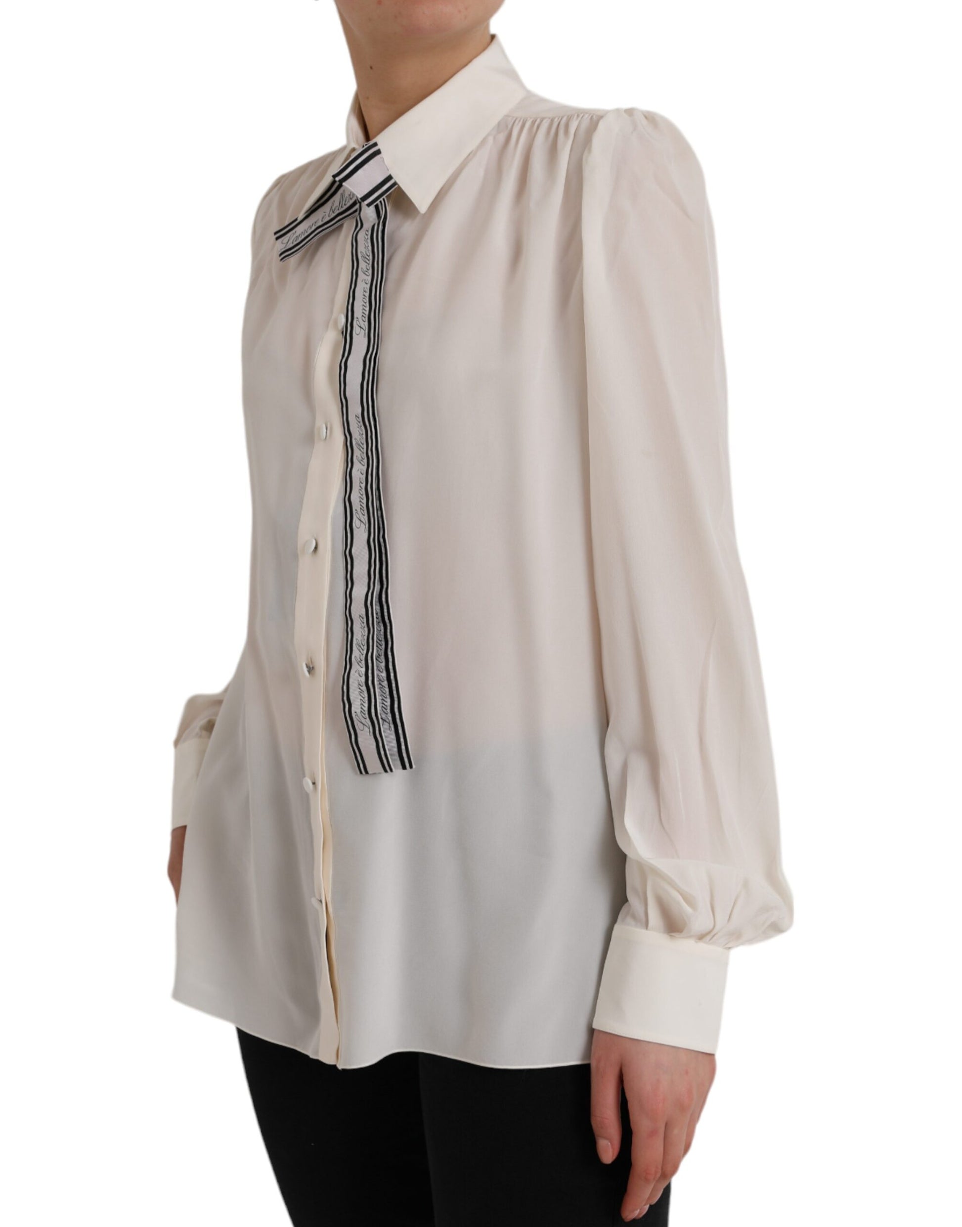 Off-White Langarm-Bluse mit Knopfleiste