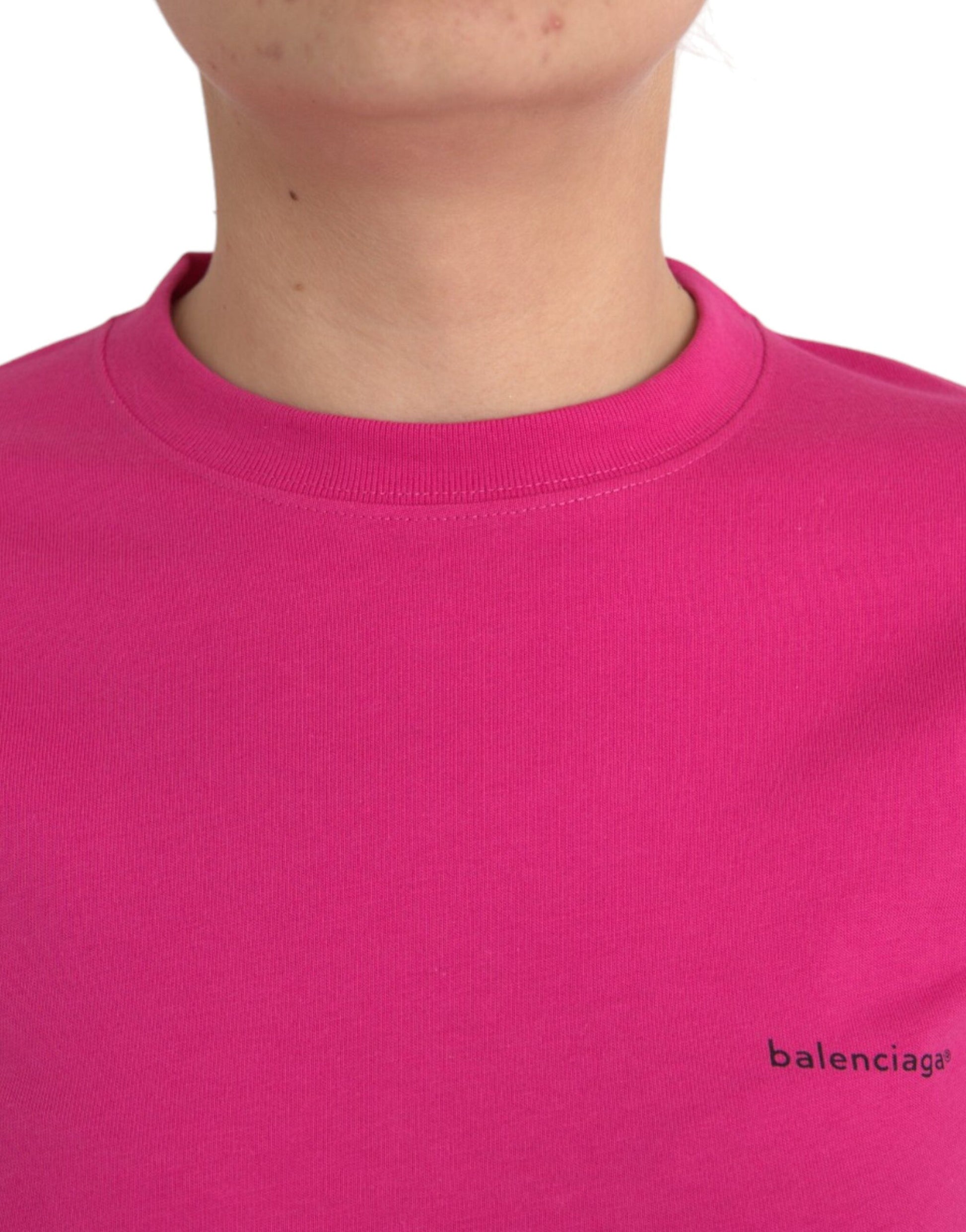 Rosafarbenes T-Shirt aus Baumwolle mit Rundhalsausschnitt und kurzen Ärmeln