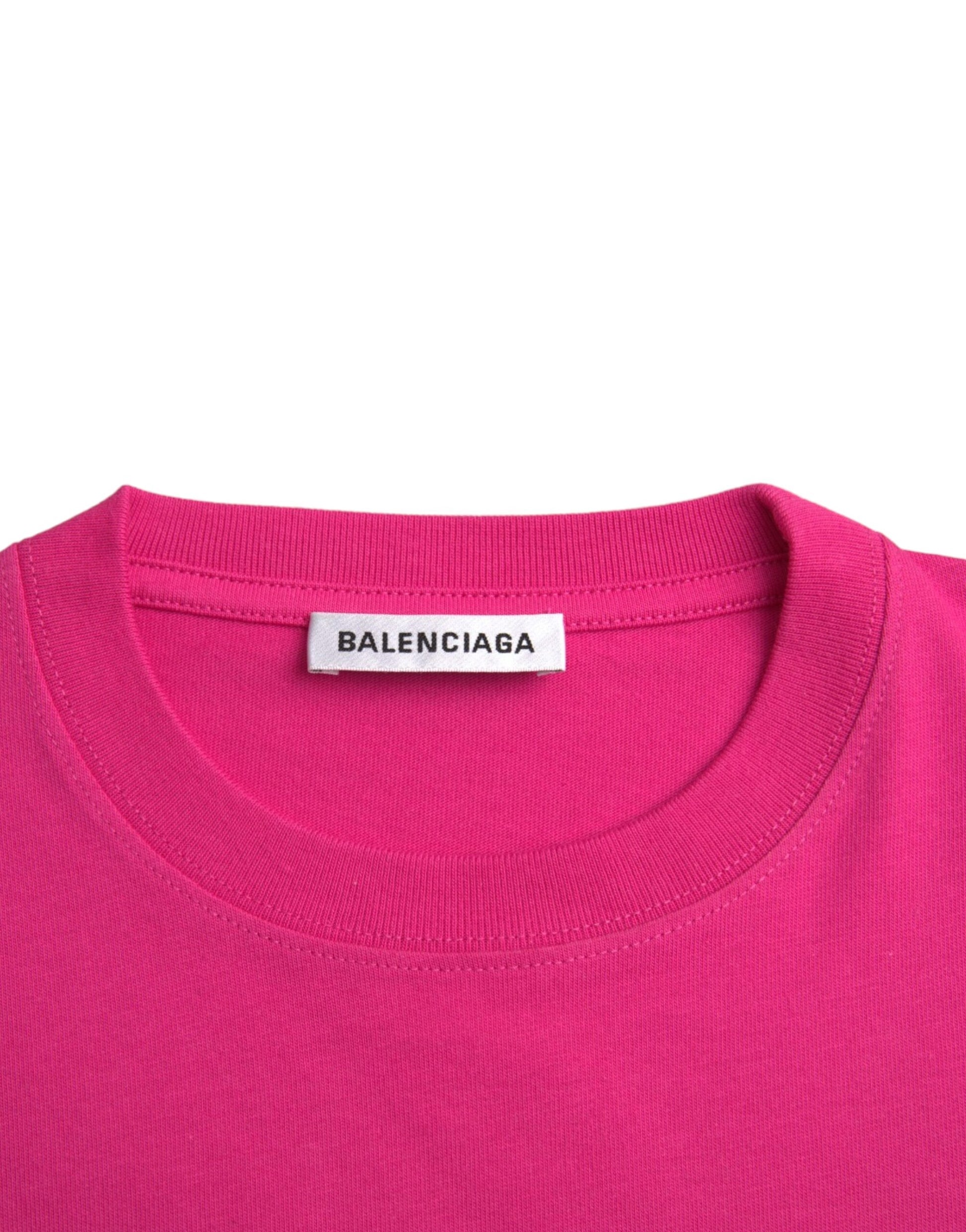 Rosafarbenes T-Shirt aus Baumwolle mit Rundhalsausschnitt und kurzen Ärmeln