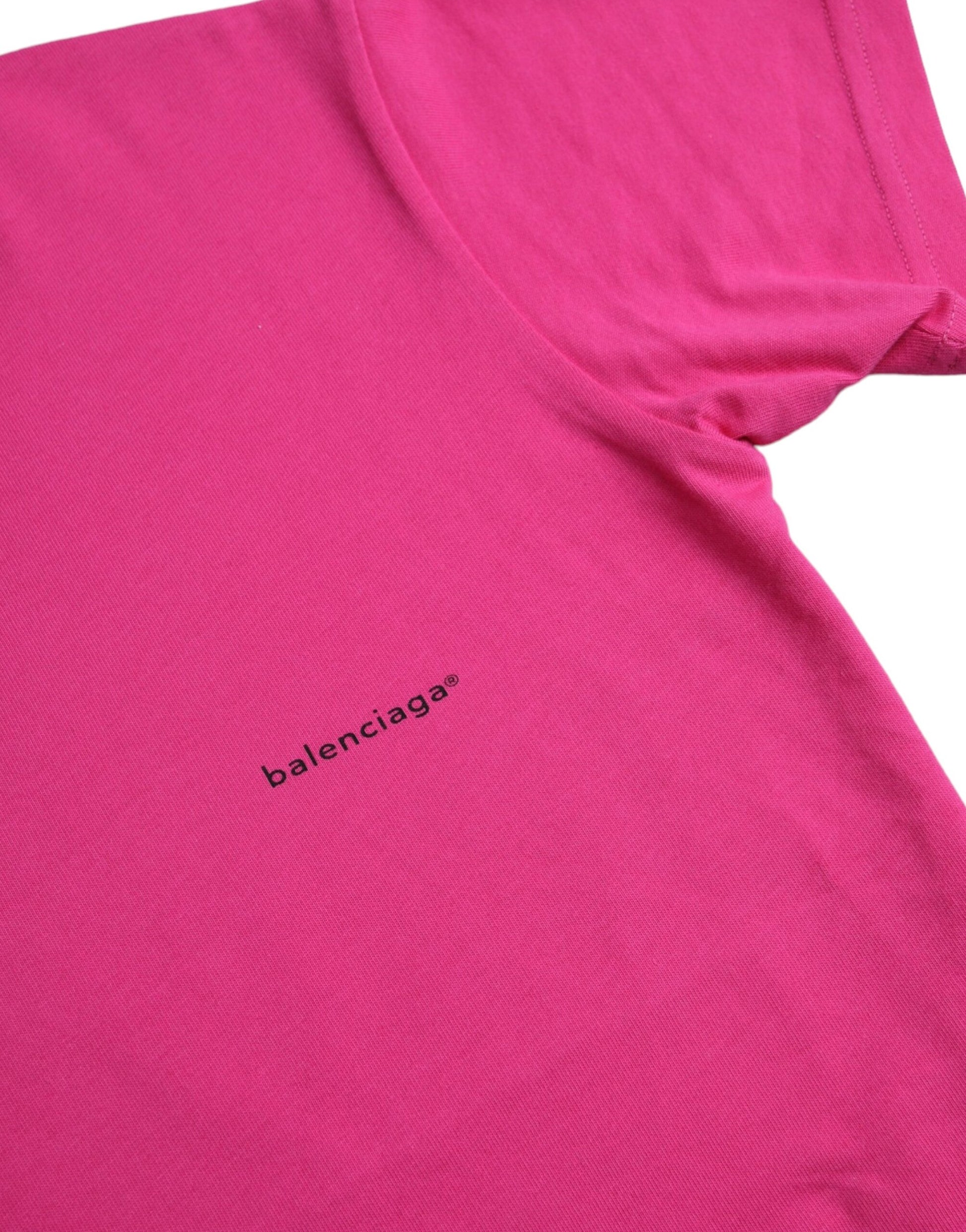 Rosafarbenes T-Shirt aus Baumwolle mit Rundhalsausschnitt und kurzen Ärmeln