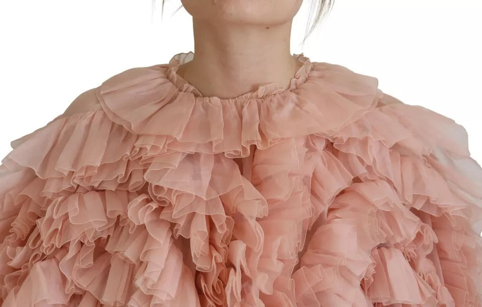 Rosa Pullover mit Rüschen und langen Ärmeln
