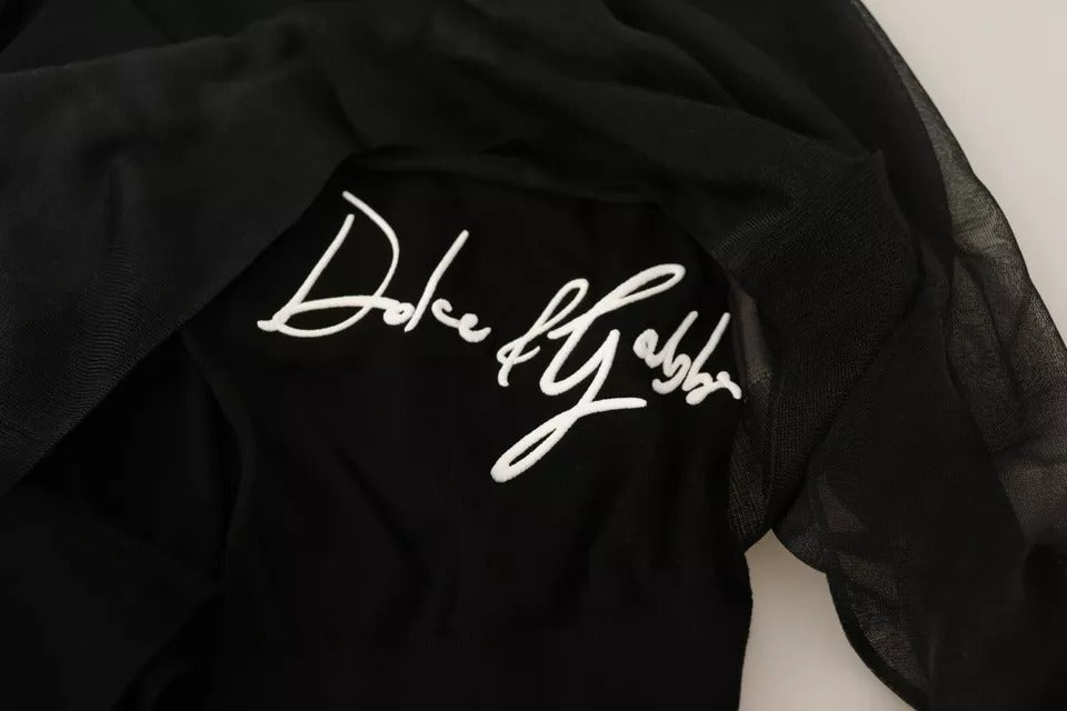 Schwarzer Pullover mit Rundhalsausschnitt und langem Logo