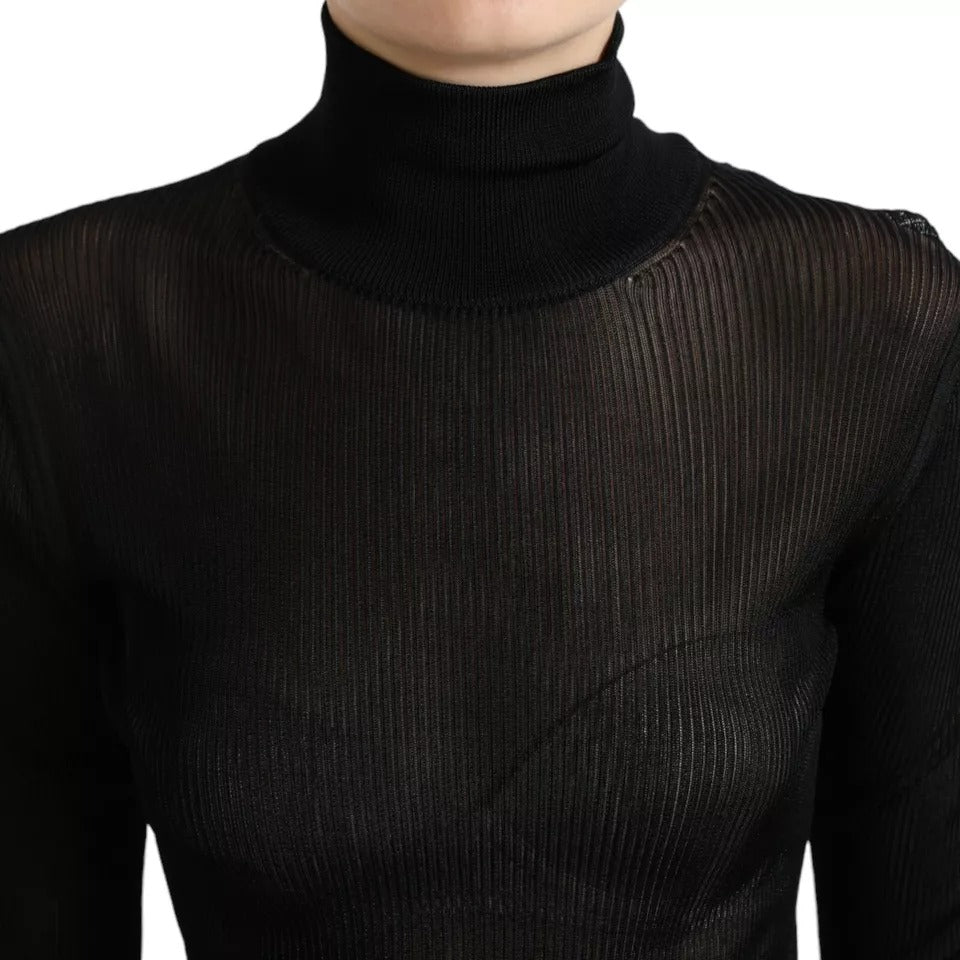 Schwarzer Rollkragenpullover aus Viskose