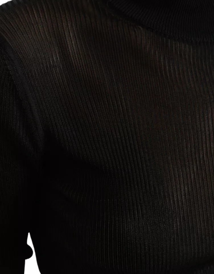 Schwarzer Rollkragenpullover aus Viskose
