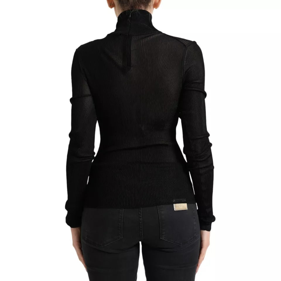 Schwarzer Rollkragenpullover aus Viskose