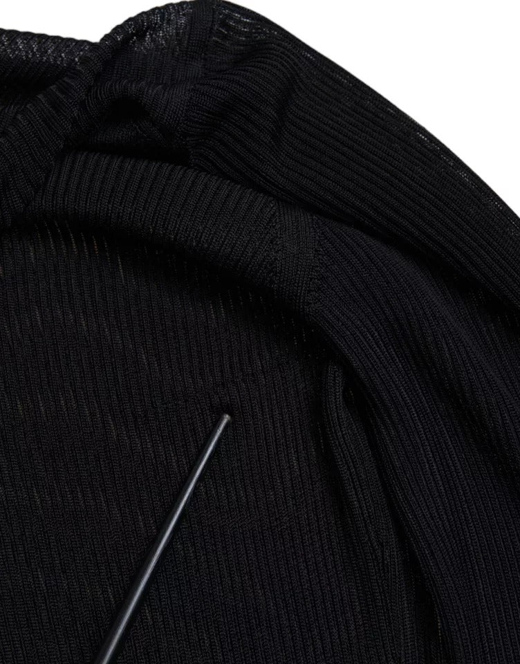 Schwarzer Rollkragenpullover aus Viskose