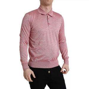 Rosa Polyester-Pullover mit Kragen für Herren
