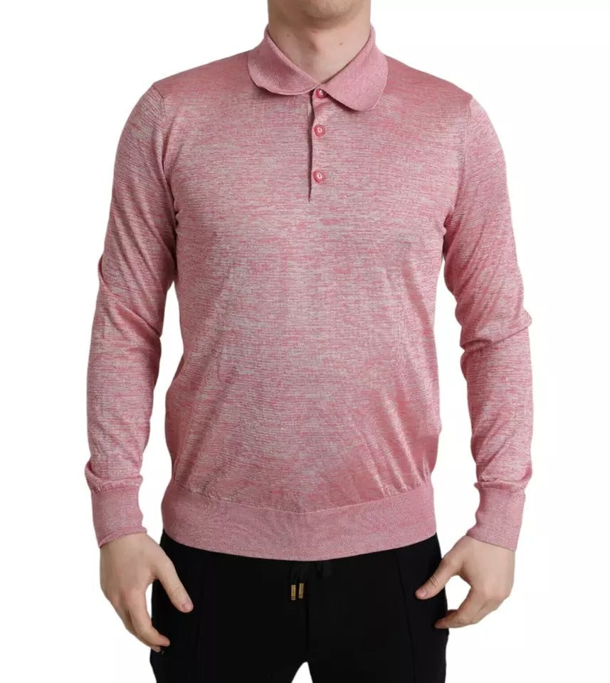 Rosa Polyester-Pullover mit Kragen für Herren