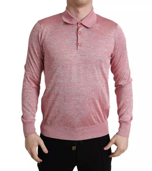 Rosa Polyester-Pullover mit Kragen für Herren