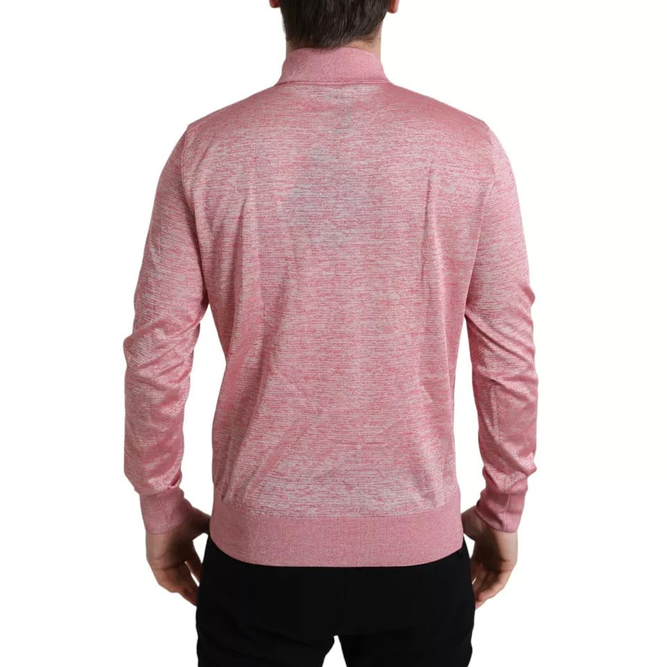 Rosa Polyester-Pullover mit Kragen für Herren