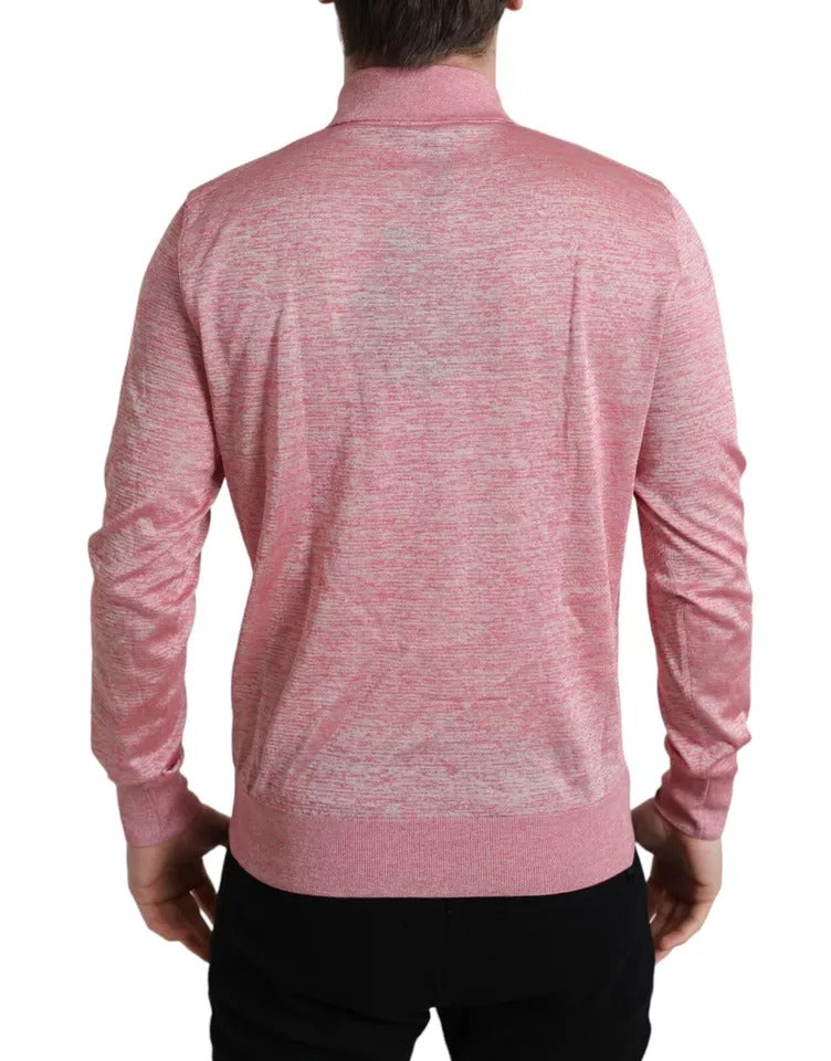 Rosa Polyester-Pullover mit Kragen für Herren