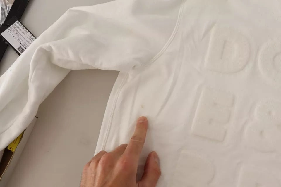 Weißer Sweatshirtpullover aus Baumwolle mit Logoprägung